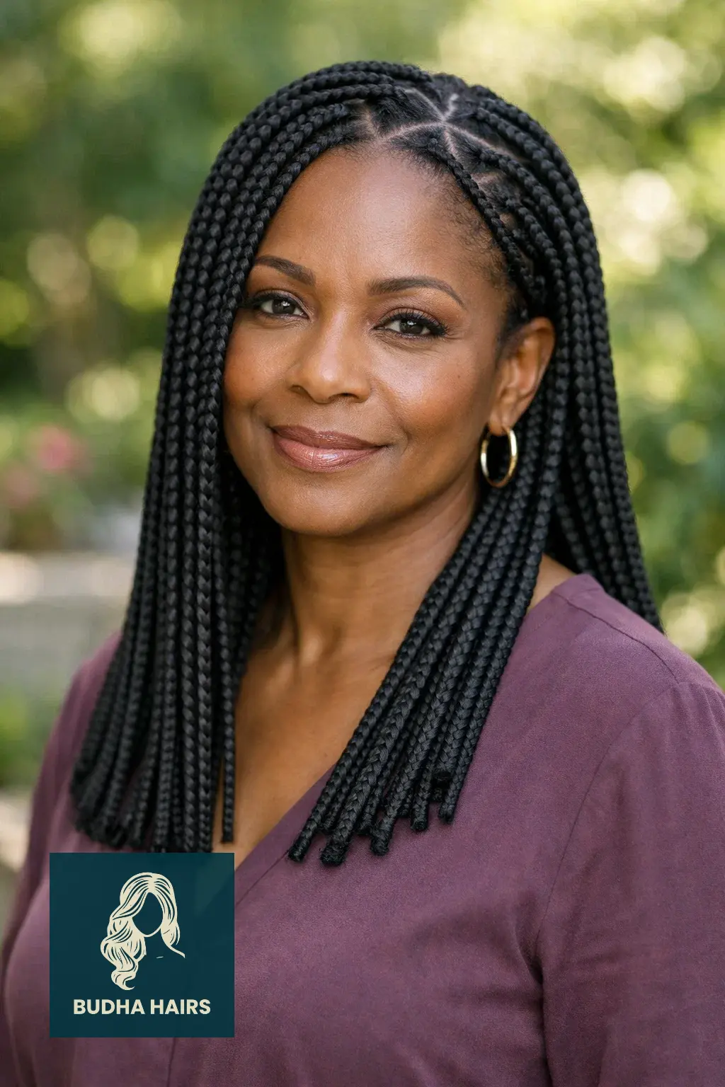 25 Stunning Braids for Older Black Women Over 50 (2026 Guide) 21 Triangle Part Knotless Braids