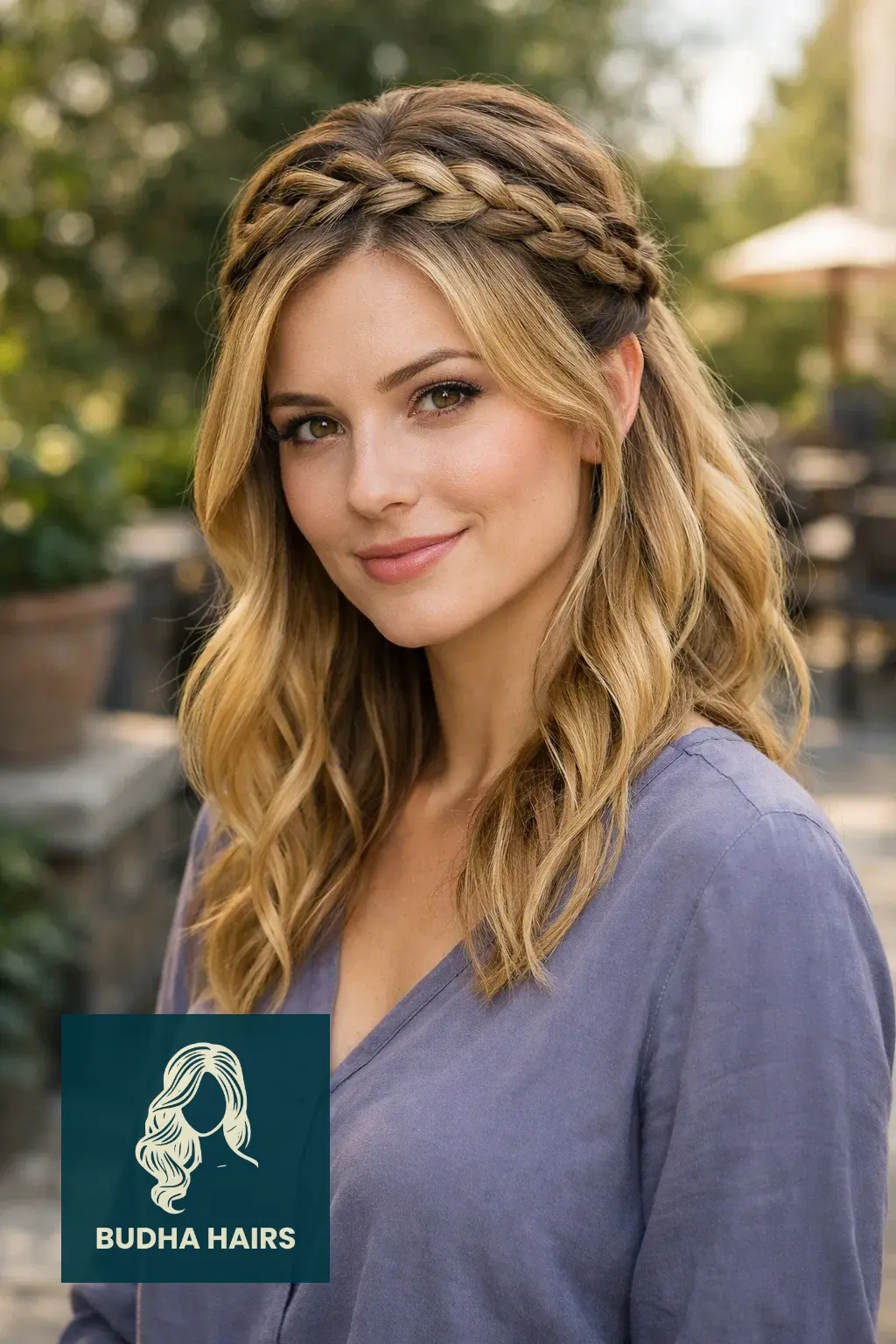 35 Golden Blonde Balayage Looks for a Radiant Shine 23 Triple-Braided Half-Up Style