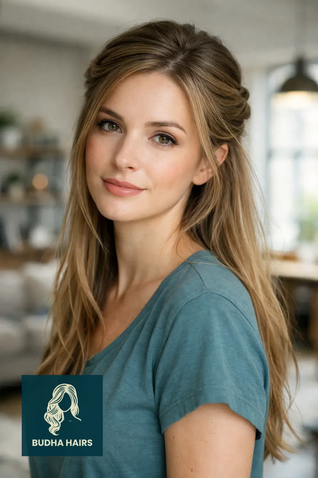 25 Best Long Thin Hair Hairstyles for Maximum Volume & Length 21 Twisted Half-Updo with Crown Volume