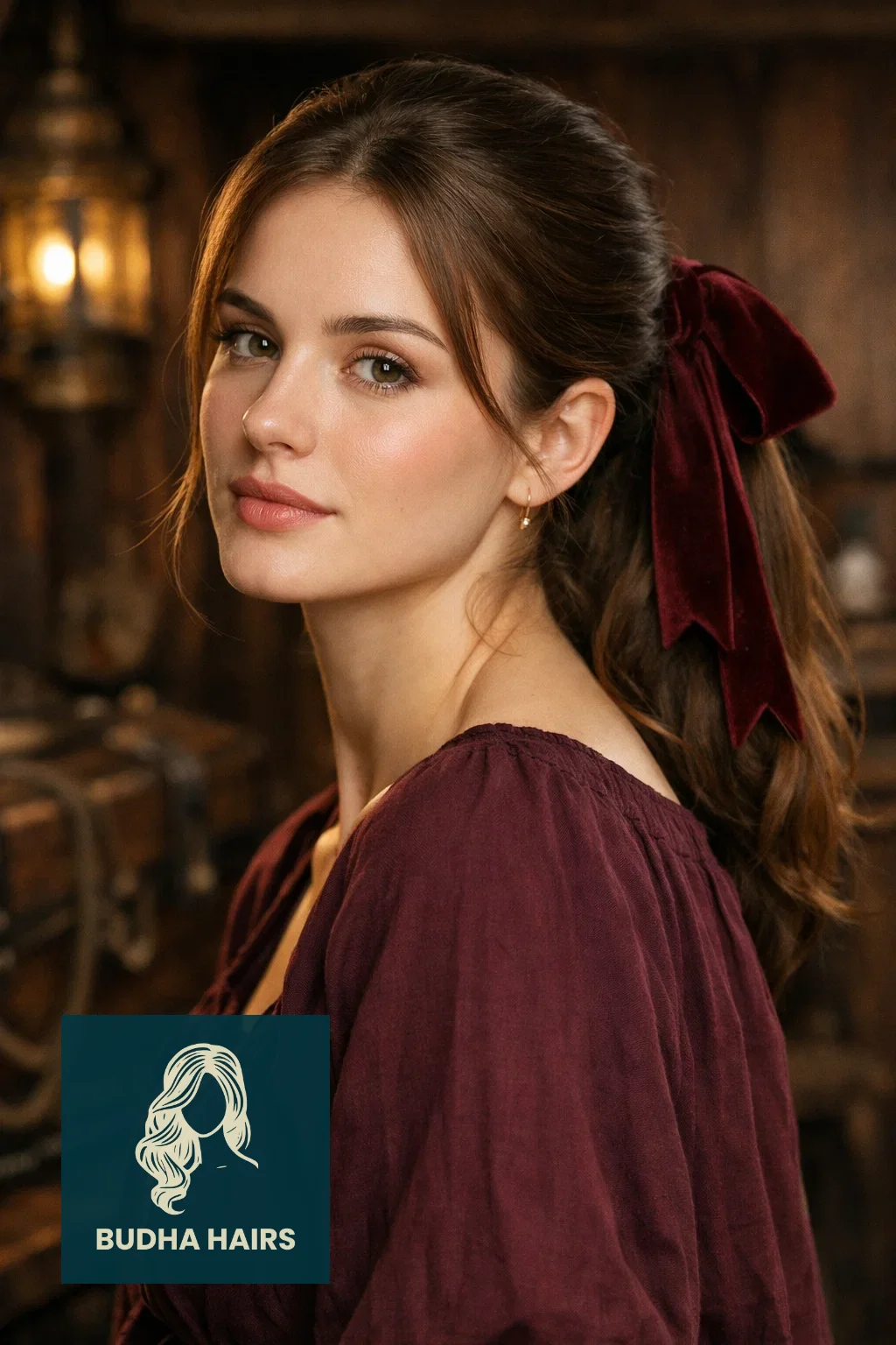 50 Pirate Hairstyles for Women - Rugged & Romantic Looks 48 Velvet Ribbon Ponytail