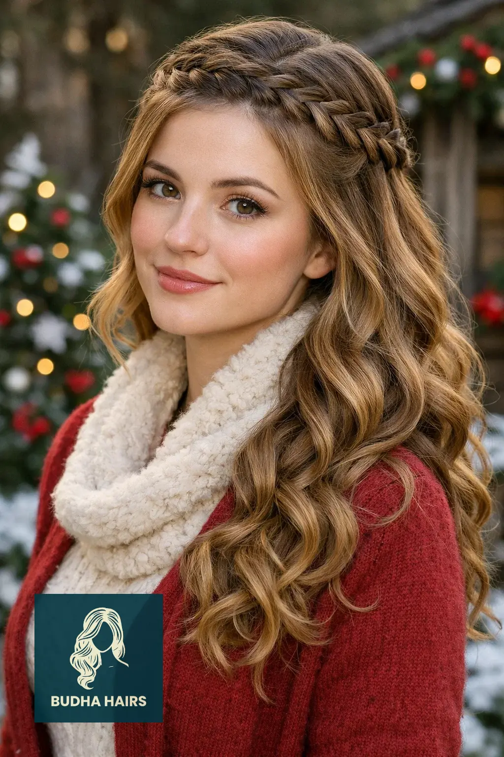 30 Best Christmas Party Hairstyles for a Festive & Glamorous Look 17 Waterfall Braid with Curls