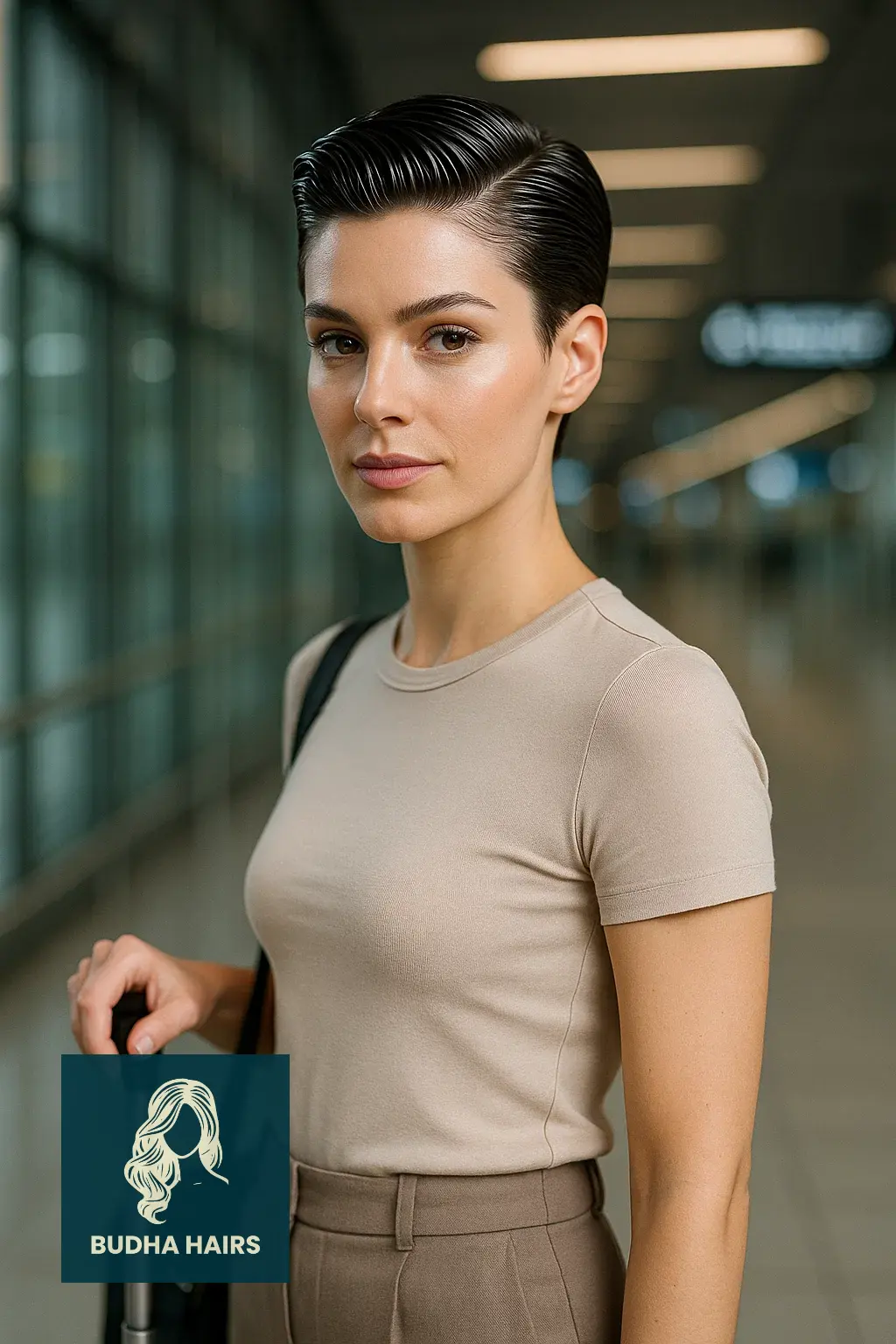 30 Airport Hairstyles for Short Hair: Easy Travel Looks 18 Windproof Gelled Pixie for Long Flights