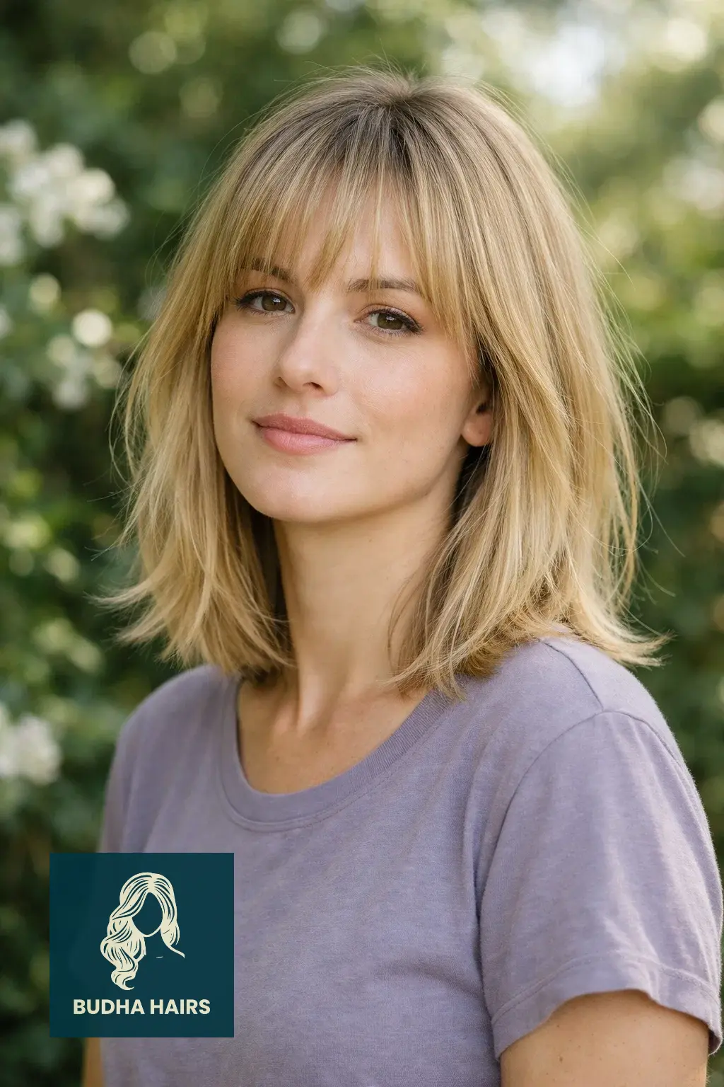30 Simple yet Volumizing Hairstyles for Thin Hair 4 Wispy Bangs with Shoulder-Length Cut