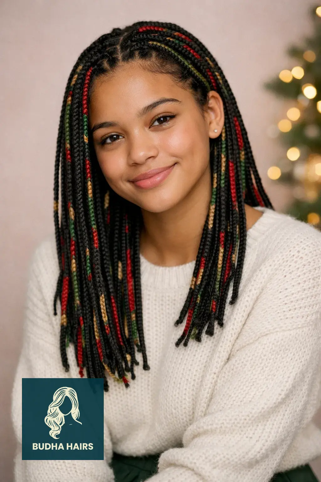 30 Adorable Christmas Hairstyles for Kids: Easy & Festive Ideas 16 Yarn Braids with Holiday Colors