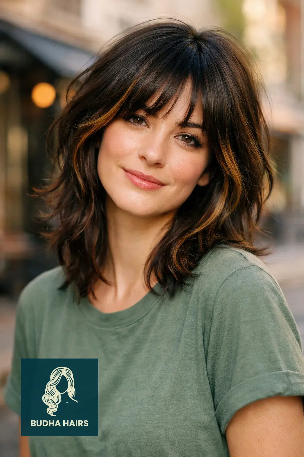 25 Must-Try Honey Blonde Balayage on Dark Hair Styles 25 70s Shag with Honey Face Frame