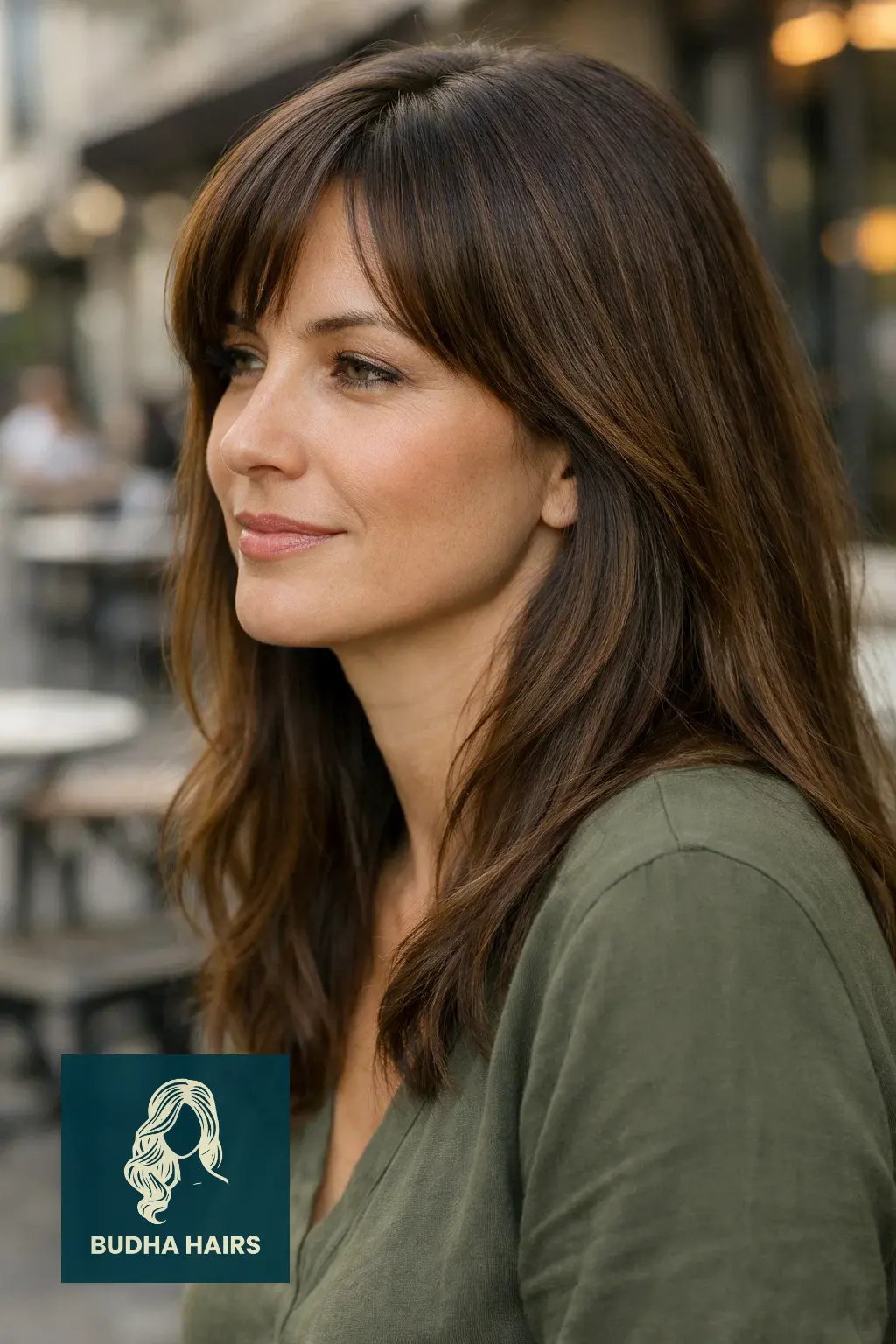 25 Bangs for Older Women with Long Hair That Look Youthful 6 Arched Bangs for a Soft Frame