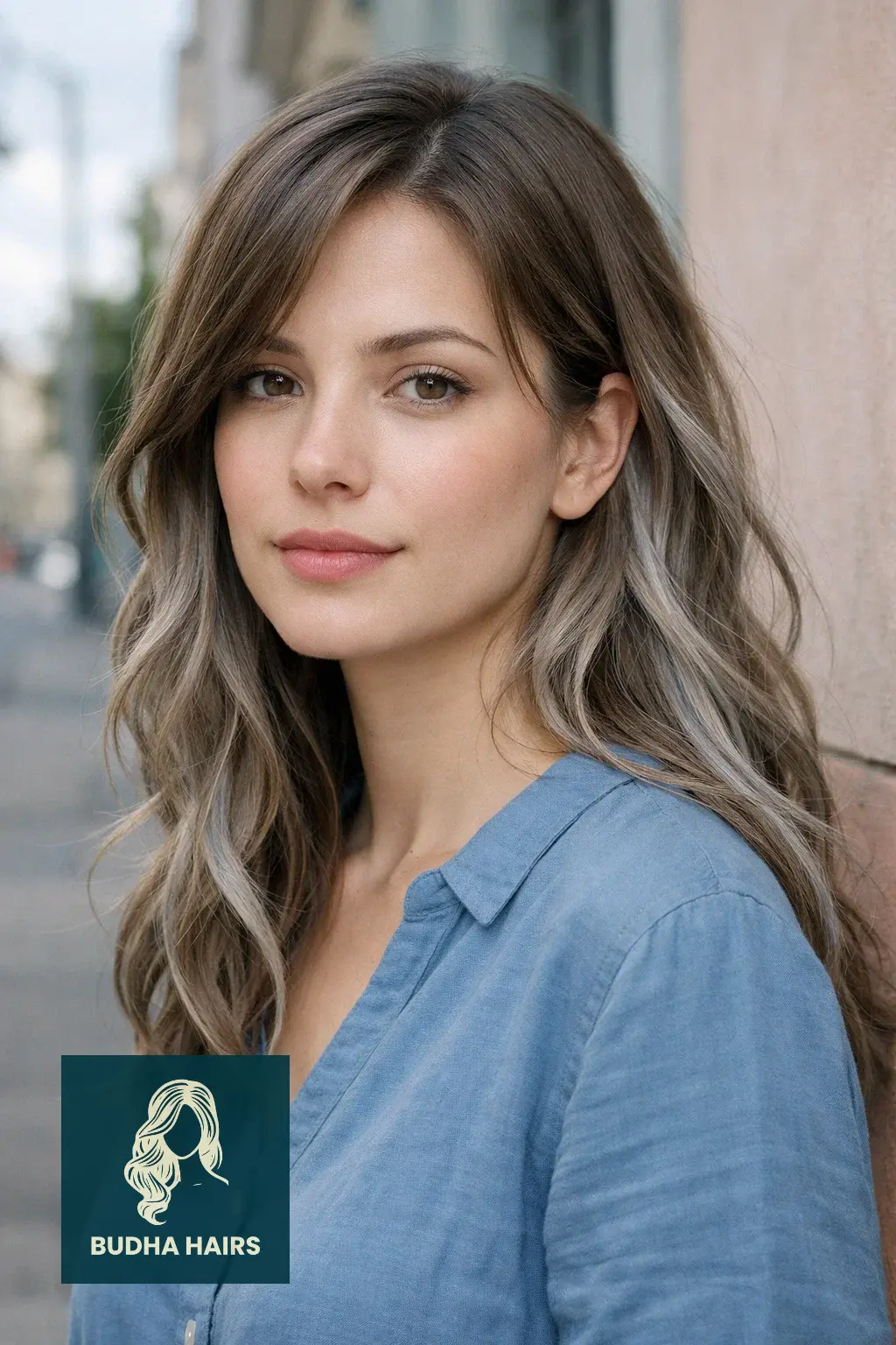 30 Best Brown Hair with Silver Highlights Ideas for 2026 1 Ash Brown with Icy Silver Ribbons