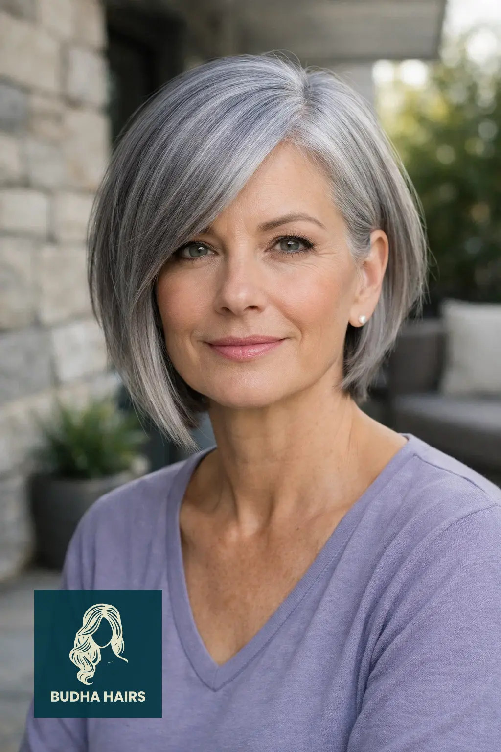 30 Short Hairstyles for Women Over 50 With Gray Hair That Look Chic 9 Asymmetrical Silver Bob for Modernity