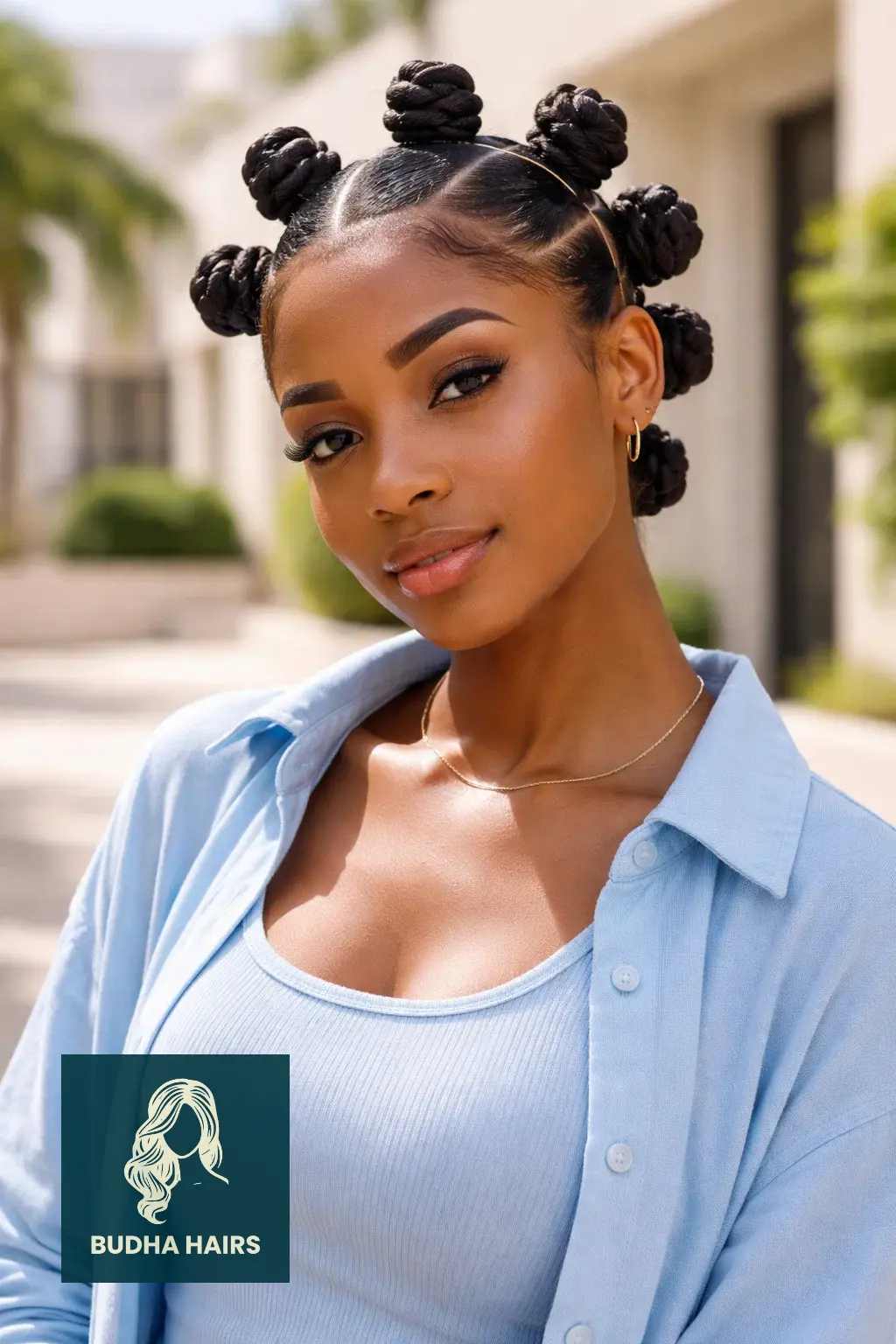 30 Chic Elegant Hairstyles for Black Women That Exude Confidence 13 Bantu Knots with Geometric Parts