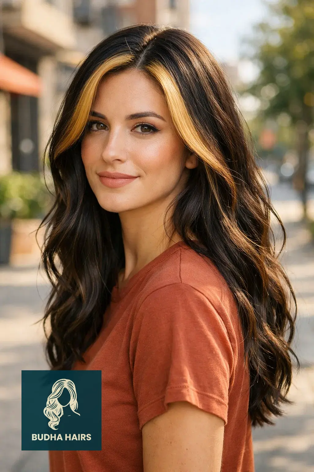 30 Best Honey Brown Balayage Ideas for an Expensive Look 16 Black-Brown with a Honey Money Piece