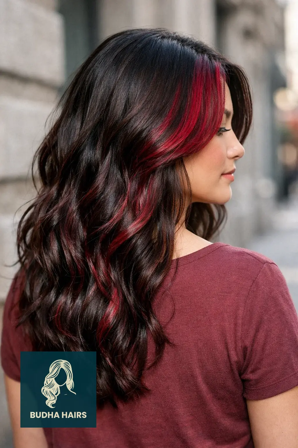 30 Best Cherry Cola Balayage Ideas for a Bold Look 2026 16 Black-Brown with a Ruby Money Piece