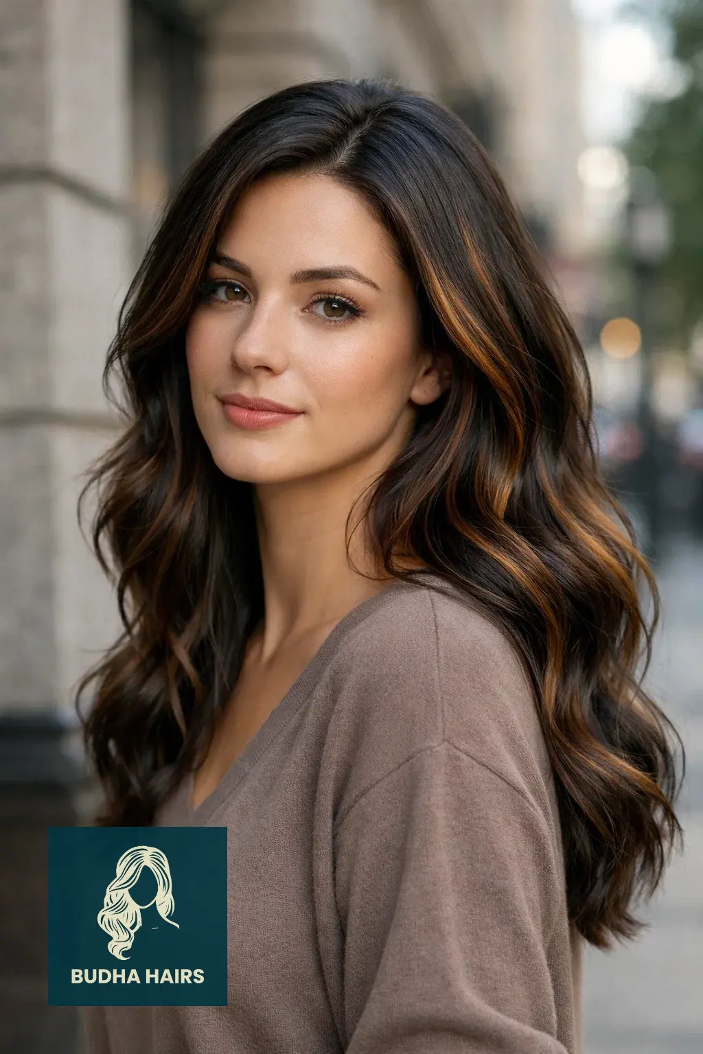 30 Winter Balayage Ideas for Brunettes with Cozy, Dark Tones 9 Black Coffee with Caramel Swirls