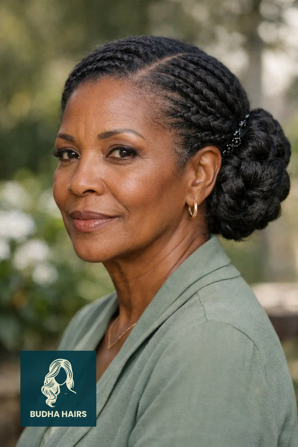 25 Easy and Elegant Updo Hairstyles for Older Black Women 15 Braided Chignon with Hairpiece