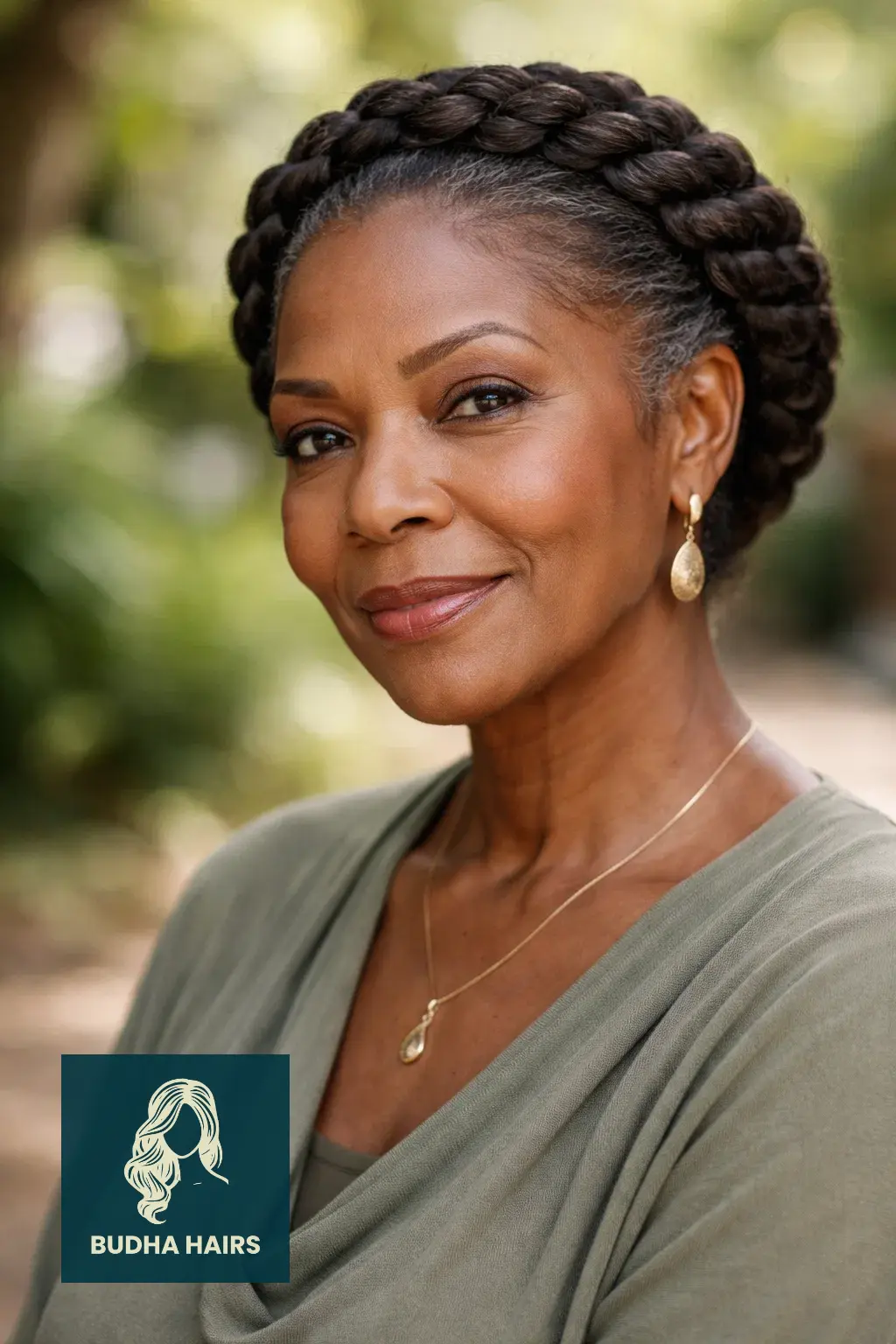 25 Easy and Elegant Updo Hairstyles for Older Black Women 3 Braided Crown (Halo Braid)