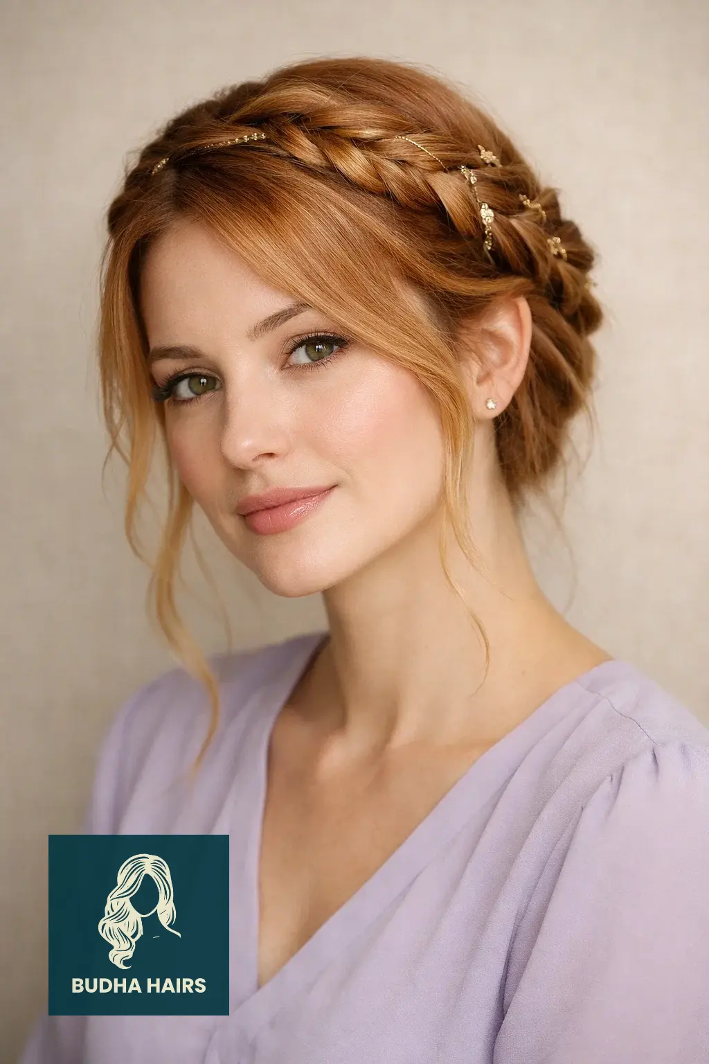 Strawberry Blonde Balayage: 25 Stunning Ideas for a 2026 Glow 10 Braided Crown with Gilded Accents