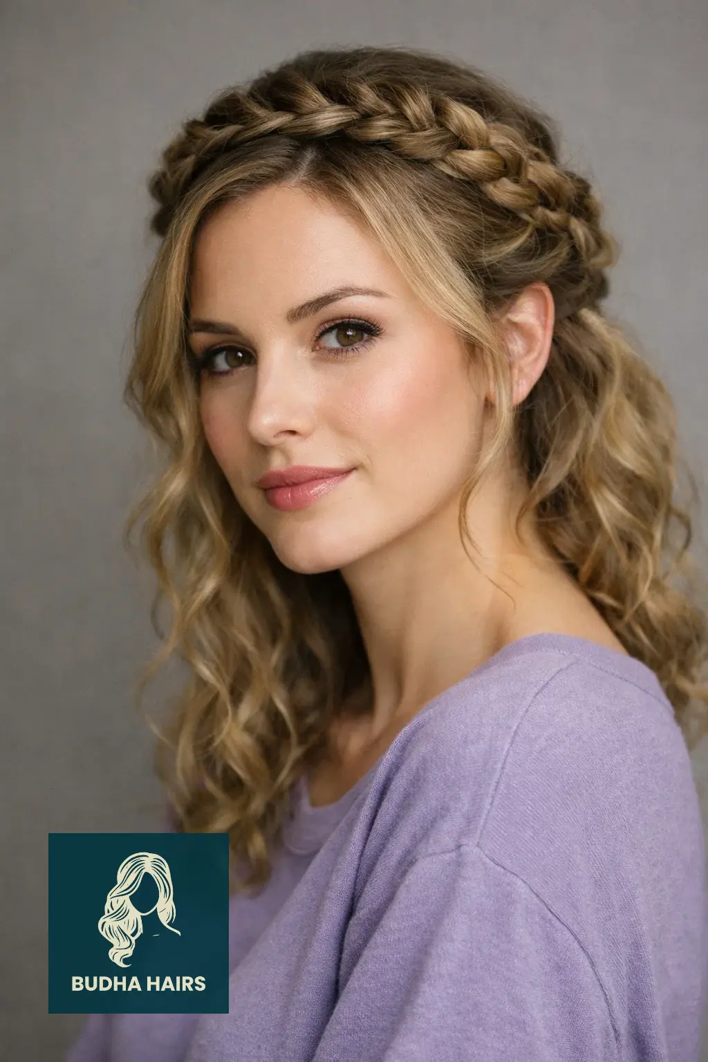 25 Chic Elegant Curly Hairstyles to Elevate Your Look 7 Braided Halo Crown