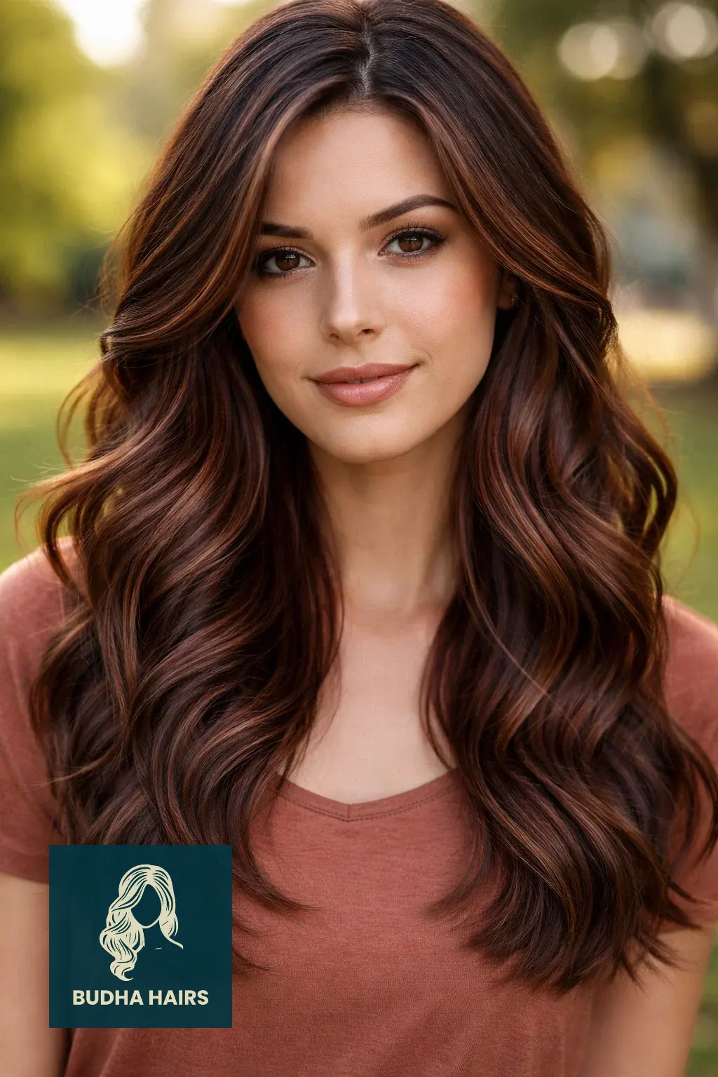 30 Best Cherry Cola Balayage Ideas for a Bold Look 2026 9 Cacao Brown with "Spicy Cherry" Babylights