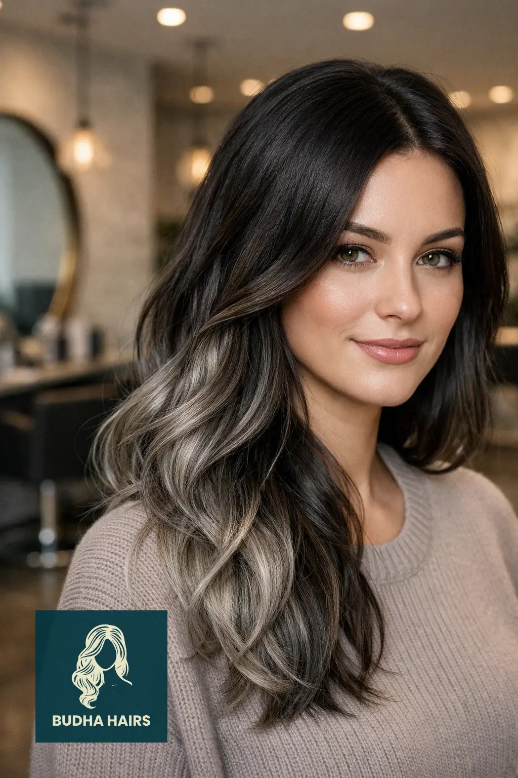 30 Best Winter Highlights for Brown Hair for an Expensive Look 27 Charcoal Brown with "Steel-Mist" Ombré