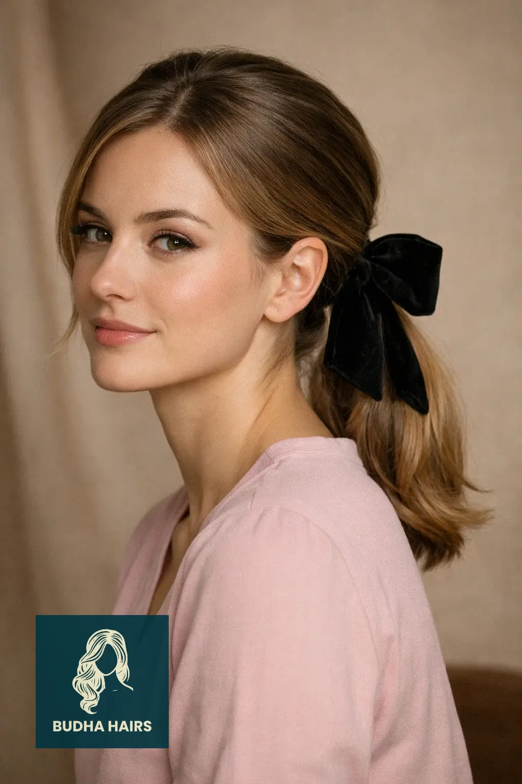 30 Bridal Shower Hairstyles for the Bride That Look Stunning 13 Chic Low Ponytail with a Velvet Bow