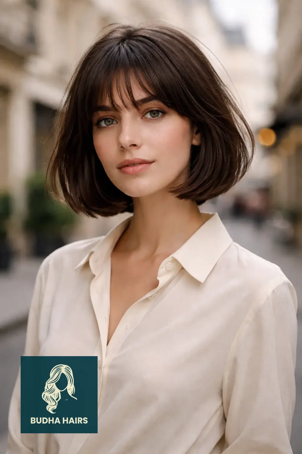 35 Best Bob Hairstyles with Bangs to Try Now 1 Classic French Bob with Wispy Bangs