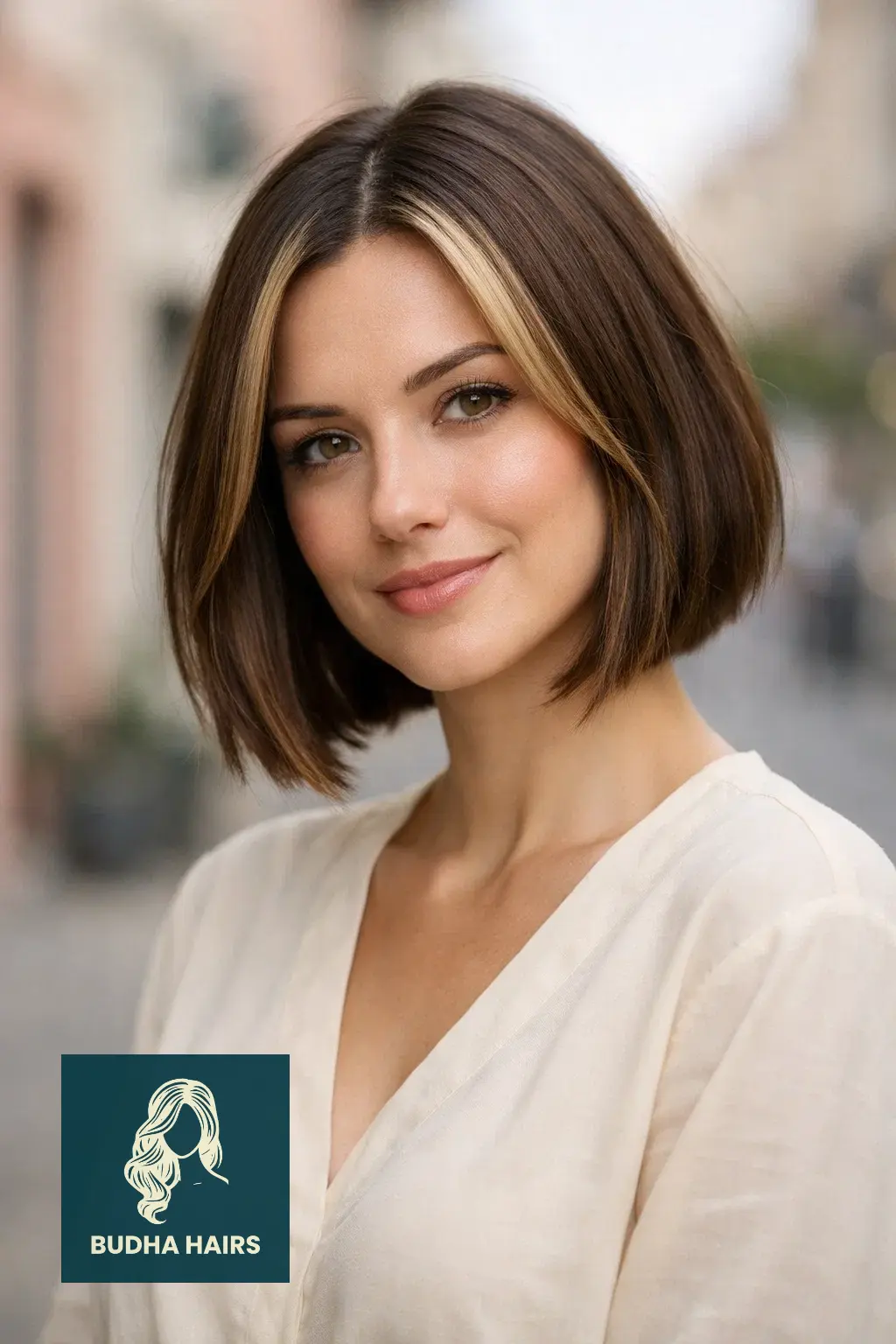 25 Best Brown Bob Hairstyles: Trendy Brunette Ideas for 2026 13 Cocoa Brown Bob with "Money Piece" Highlights