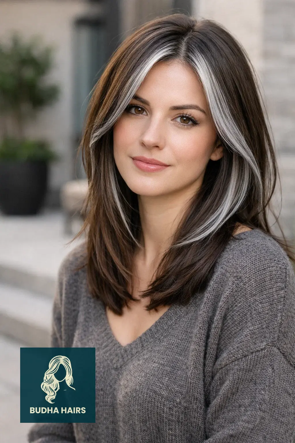 30 Best Brown Hair with Silver Highlights Ideas for 2026 30 Cold Brew Brown with Silver "Icy" Framing
