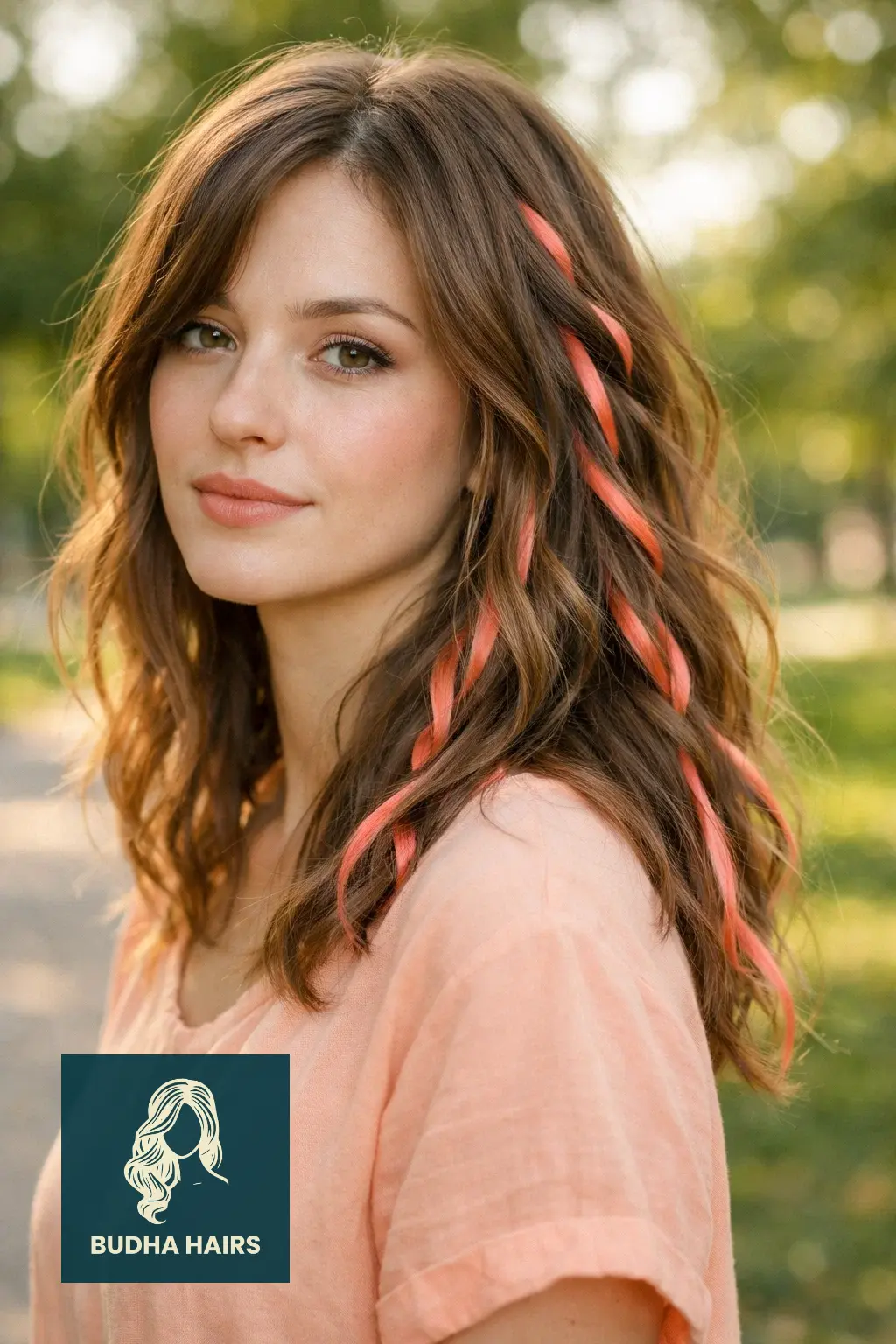 30 Best Pink Highlights in Brown Hair: Top Ideas for 2026 17 Coral Pink "Ribbon" Highlights