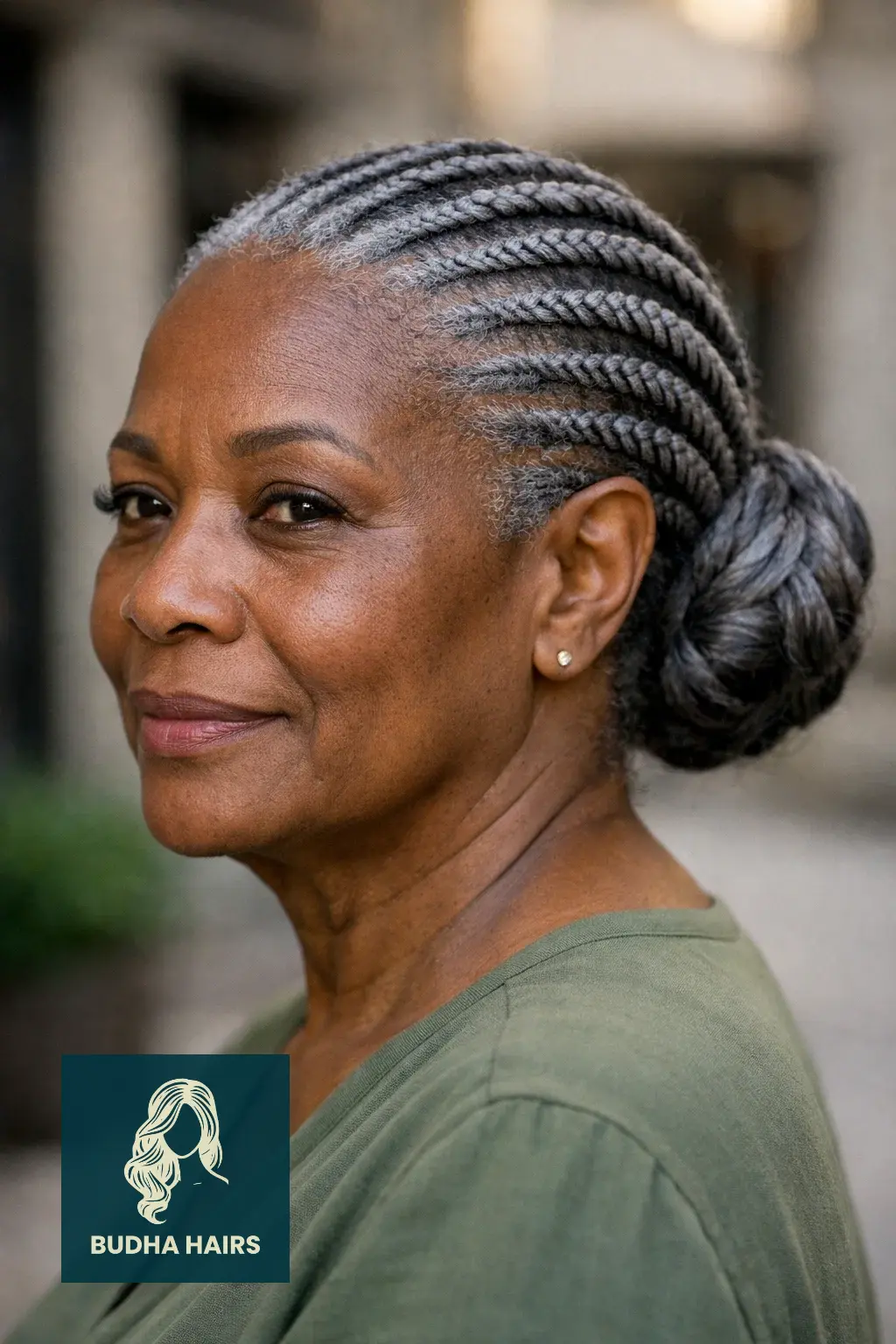 30 Stunning Hairstyles for Older Black Women with Gray Hair You’ll Love 19 Cornrows into a Low Bun