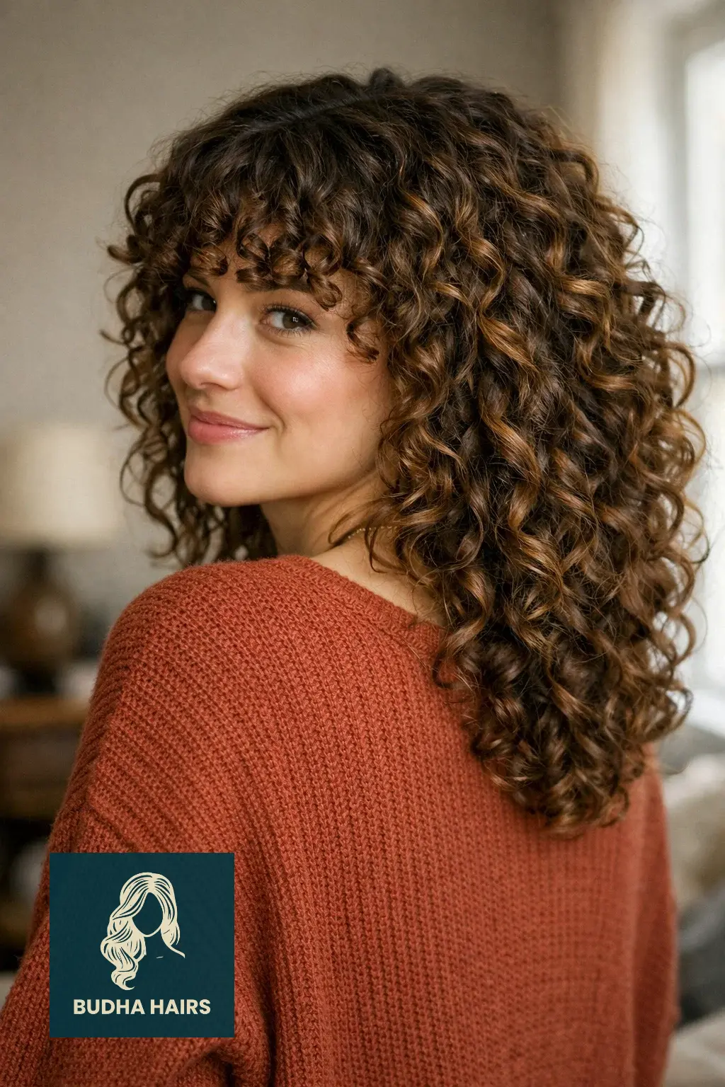 30 Face Framing Layers with Bangs That Add Soft Texture 7 Curly Layers with Ringlet Bangs