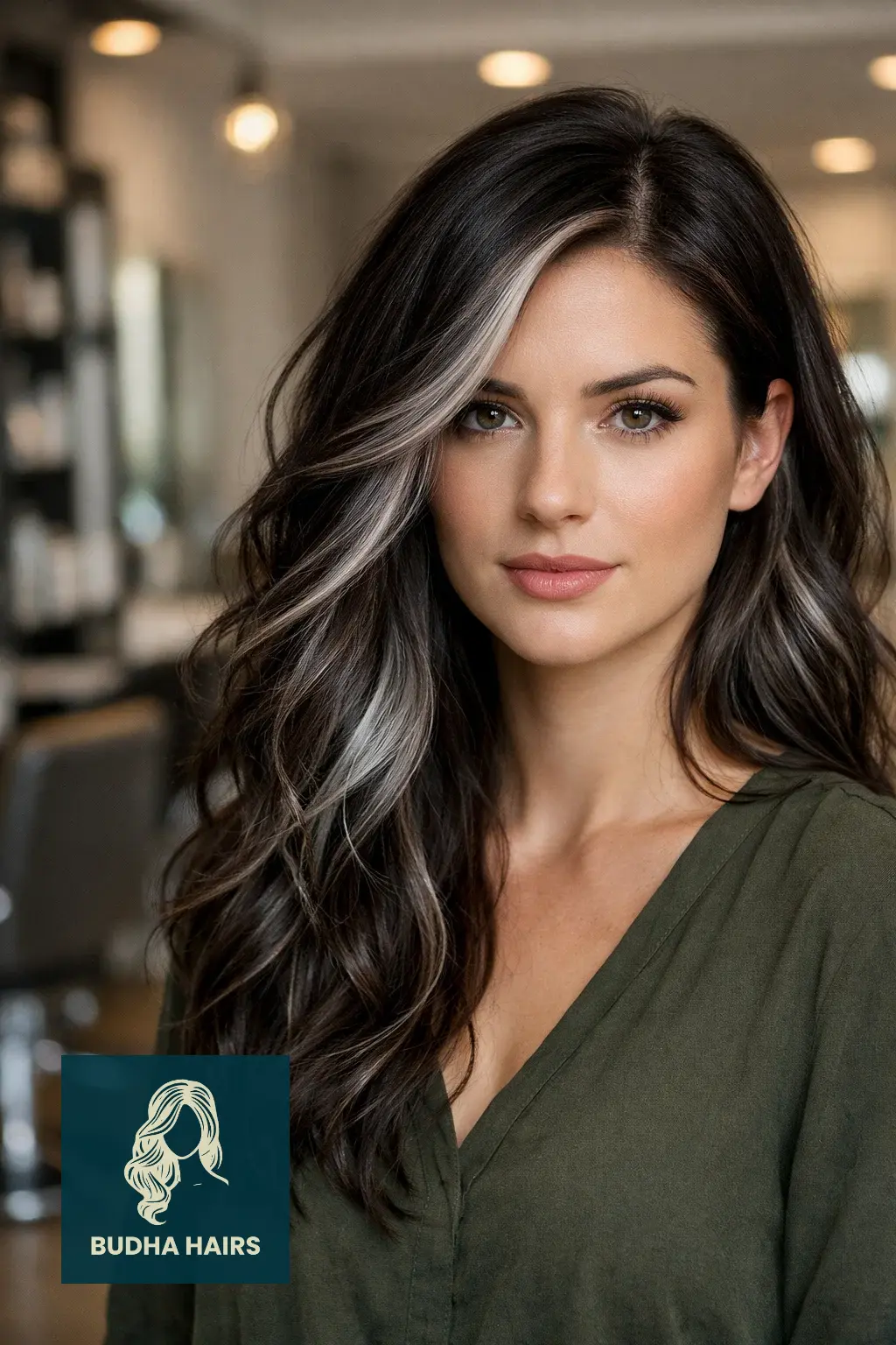 30 Best Brown Hair with Silver Highlights Ideas for 2026 2 Dark Chocolate and Sterling Silver Balayage