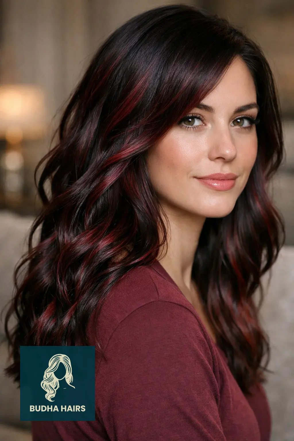 30 Best Cherry Cola Balayage Ideas for a Bold Look 2026 23 Dark Malt with Cherry "Moonlight" Accents