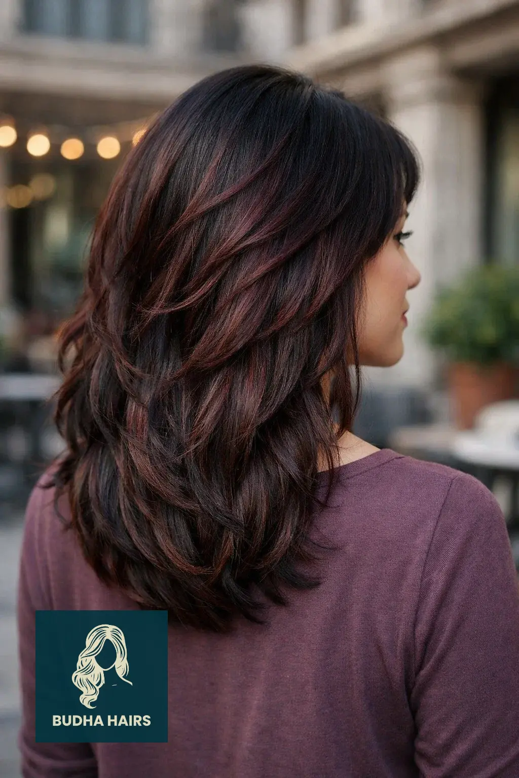 35 Best Black Hair with Brown Highlights: Top Ideas 2026 20 Deep Burgundy-Brown Highlights