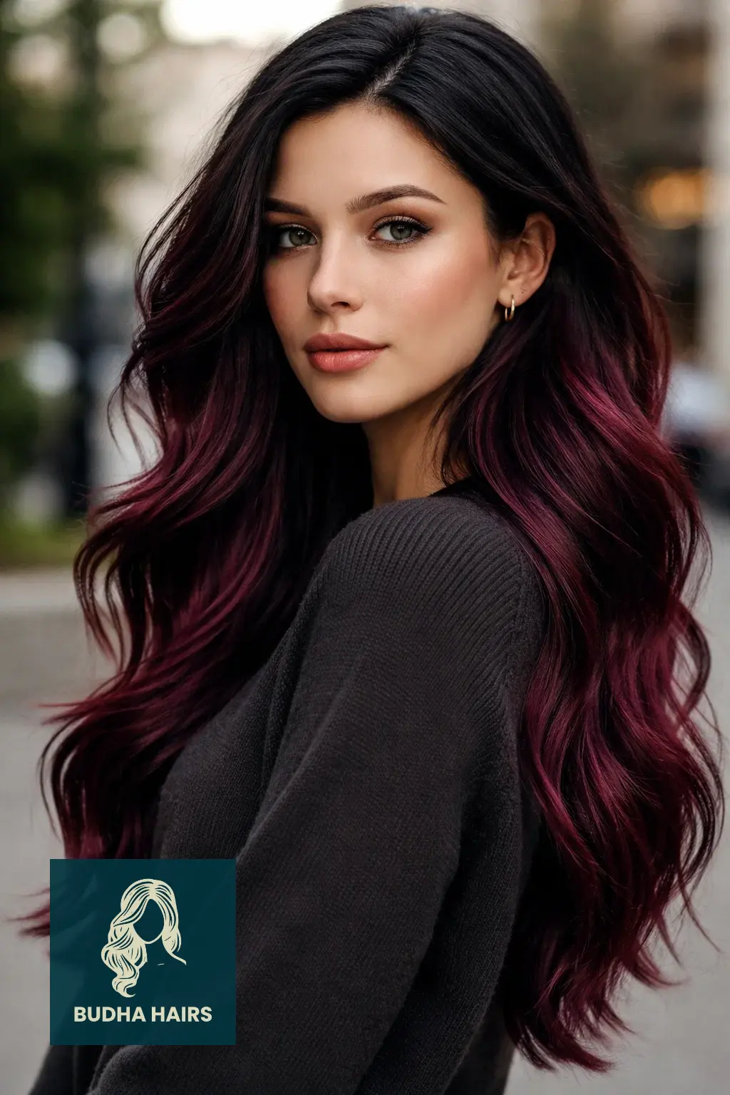 30 Winter Balayage Ideas for Brunettes with Cozy, Dark Tones 2 Deep Burgundy and Black Forest Melt