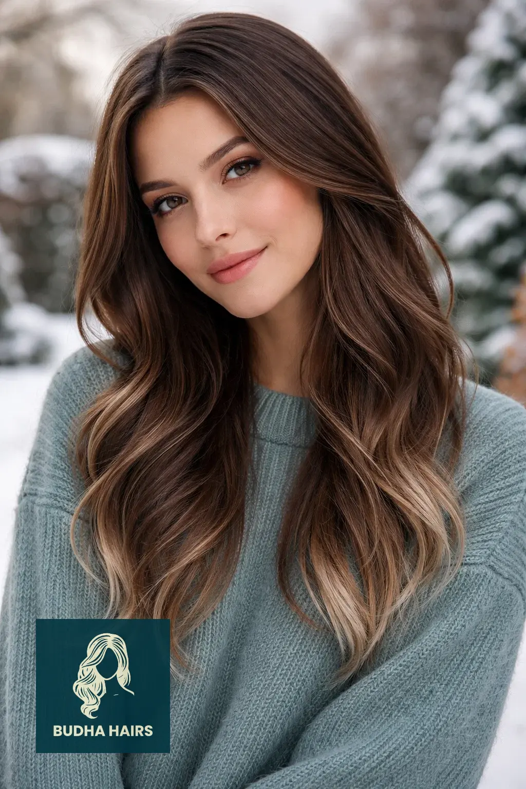30 Best Winter Highlights for Brown Hair for an Expensive Look 10 Deep Cedar with "Frost-Bitten" Tips