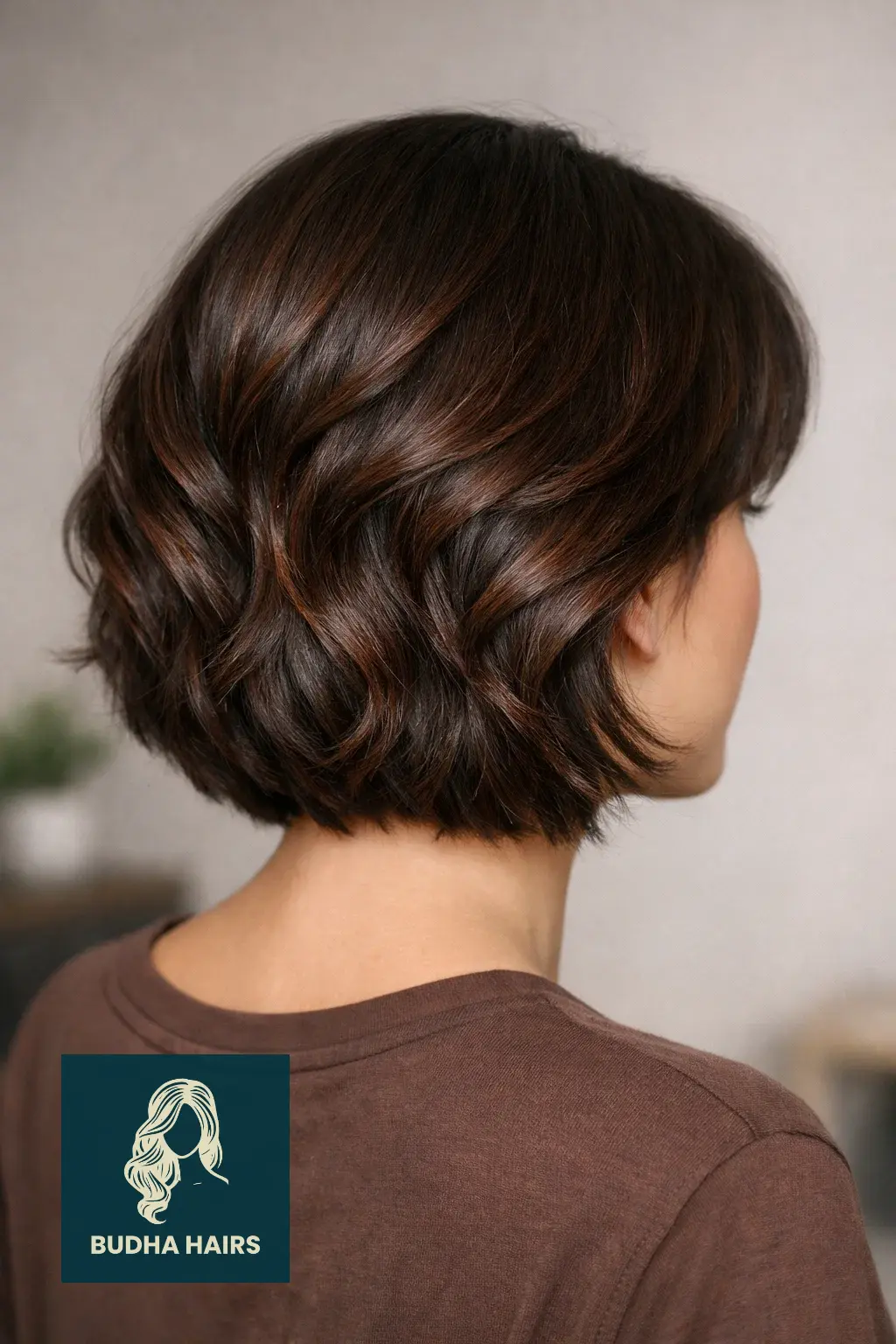 35 Best Black Hair with Brown Highlights: Top Ideas 2026 35 Deep Chestnut "S-Wave" Bob