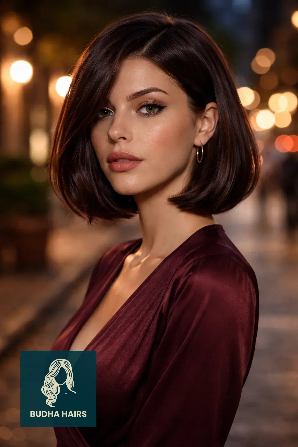 25 Best Brown Bob Hairstyles: Trendy Brunette Ideas for 2026 22 Deep Plum-Brown Bob for Nighttime Glam