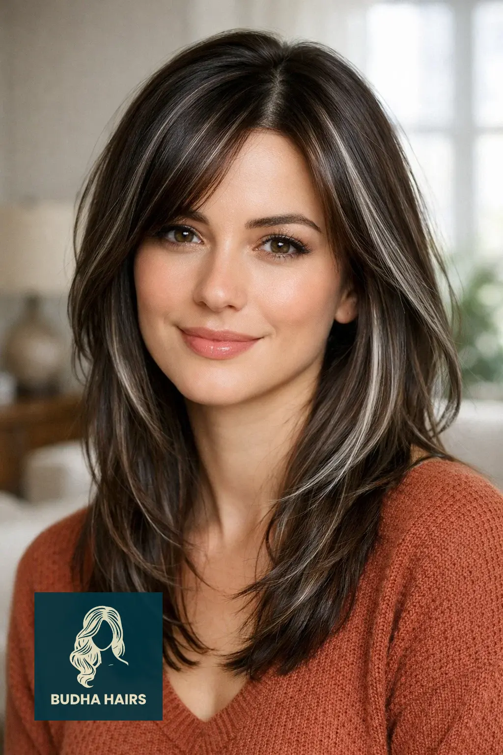 30 Best Brown Hair with Silver Highlights Ideas for 2026 12 Deep Walnut with Silver Pintura Highlights
