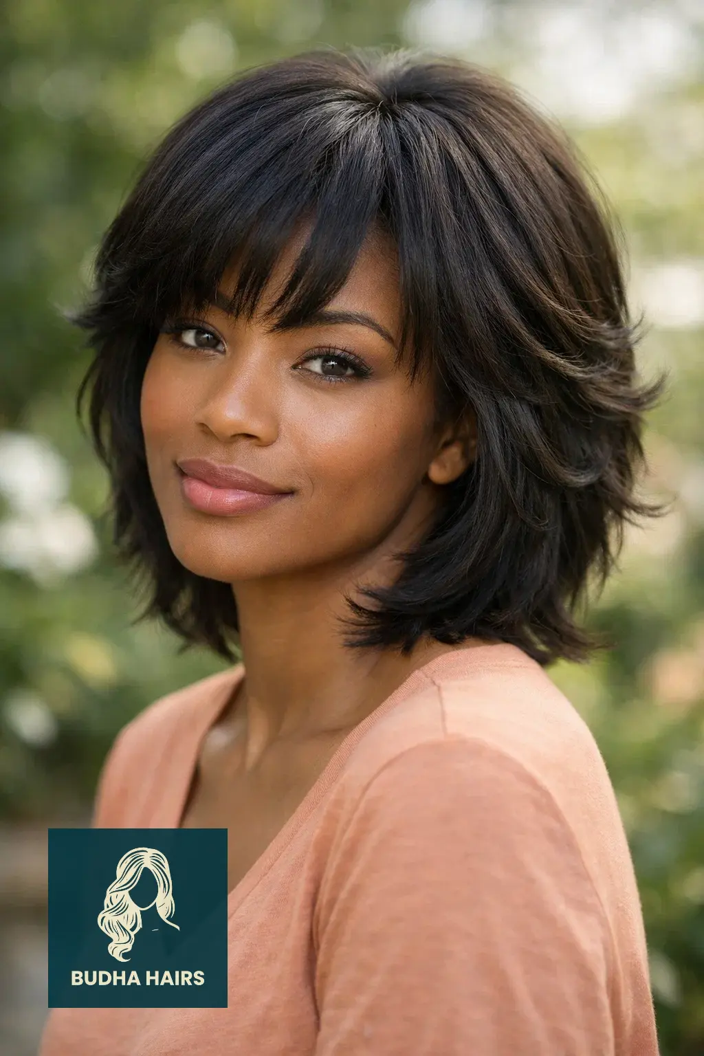 Feathered Hairstyles for Black Women: 30 Iconic & Modern Looks 25 Double-Layered Feathered Bob with Bangs