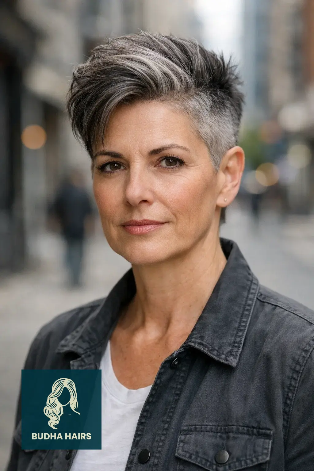 30 Short Hairstyles for Women Over 50 With Gray Hair That Look Chic 3 Edgy Salt-and-Pepper Undercut