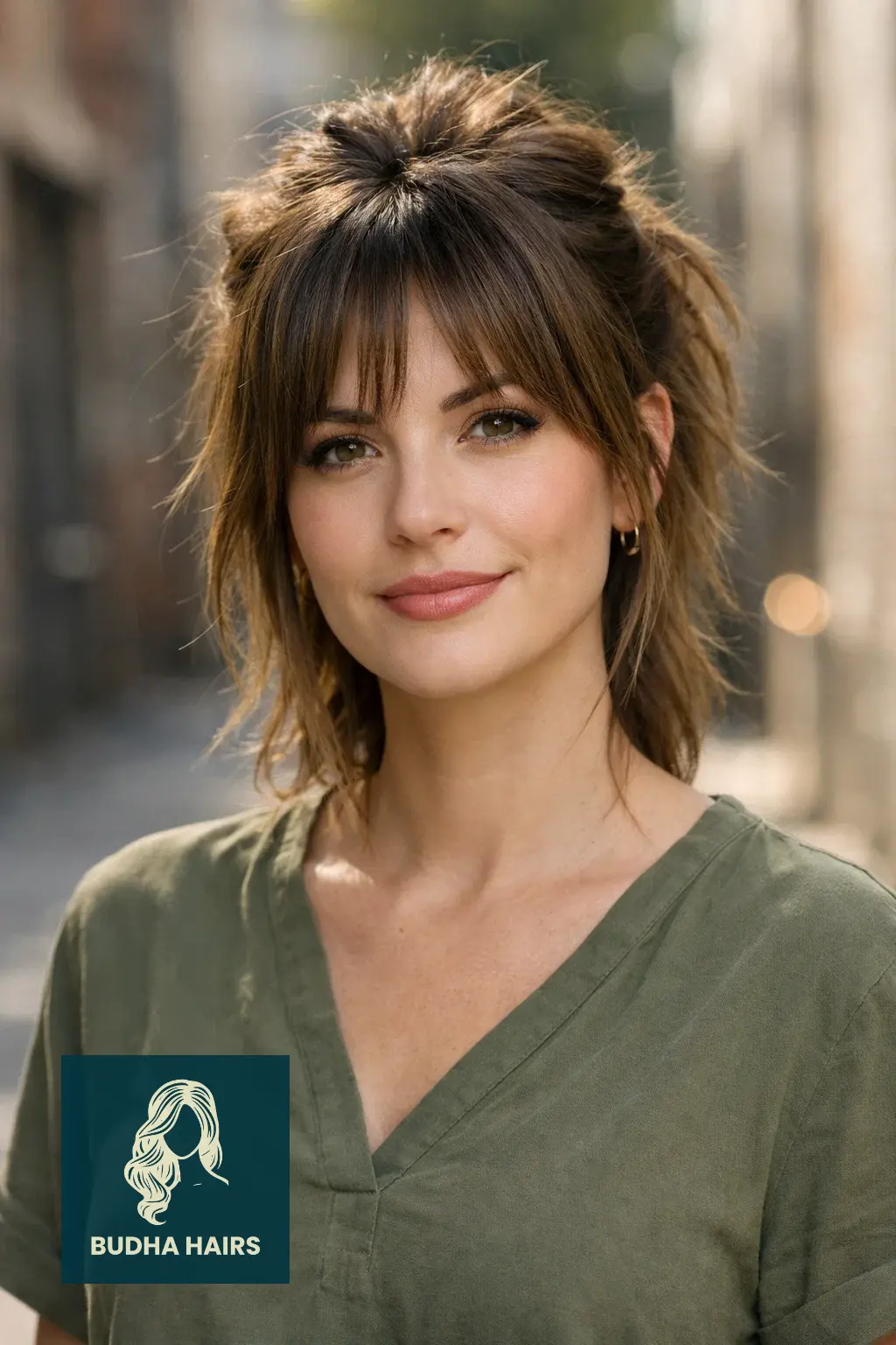 30 Elegant Hairstyles with Bangs: Stunning Formal Looks for 2026 17 Edgy Shag Updo with Curtain Bangs