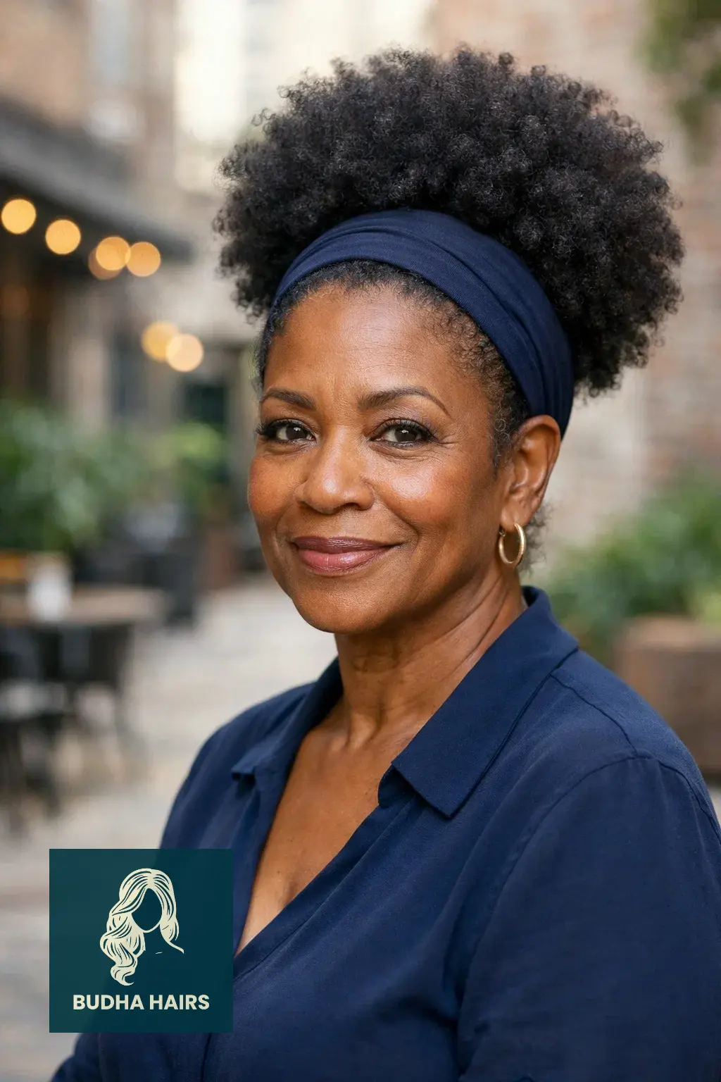 25 Easy and Elegant Updo Hairstyles for Older Black Women 7 Elegant Afro Puff with Headband