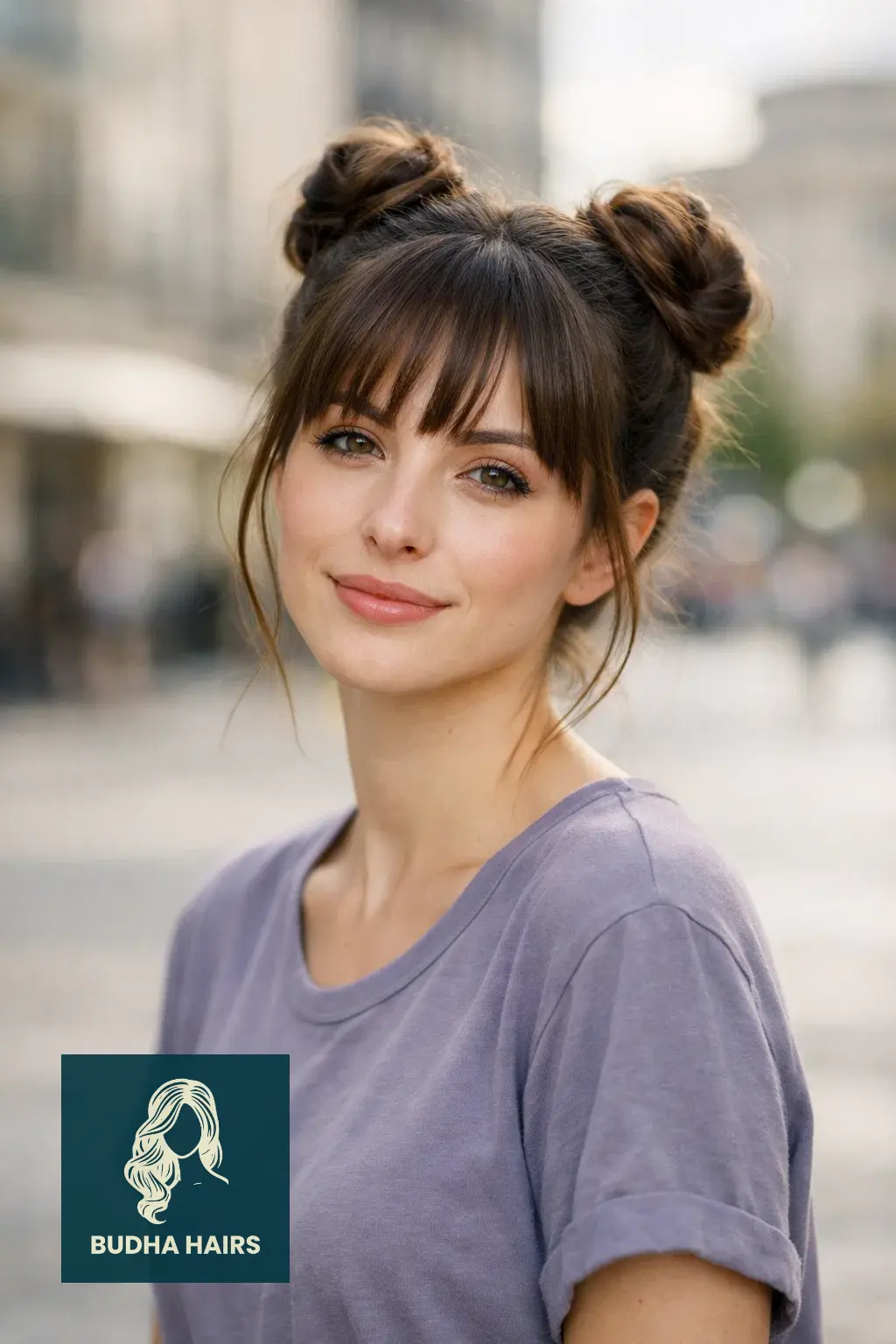 30 Elegant Hairstyles with Bangs: Stunning Formal Looks for 2026 26 Elegant Twisted Space Buns with Fringe