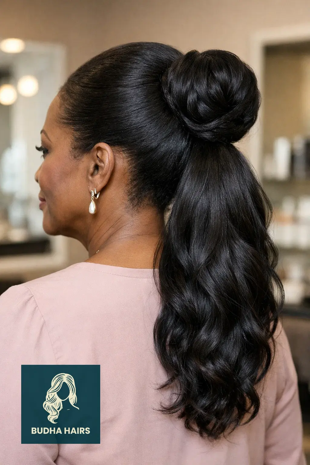 35 Beautiful Weave Hairstyles for Older Black Women That Look Timeless 16 Elegant Updo with Weave Ponytail