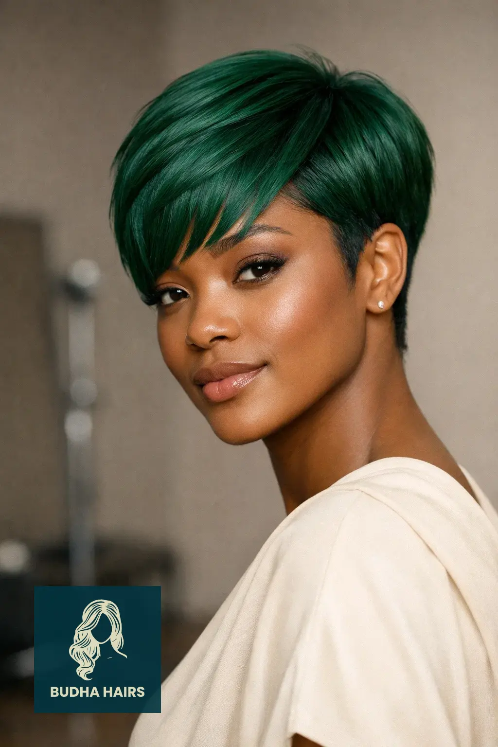 30 Pixie Hairstyles for Black Women That Look Stunning 19 Emerald Green High-Fashion Pixie