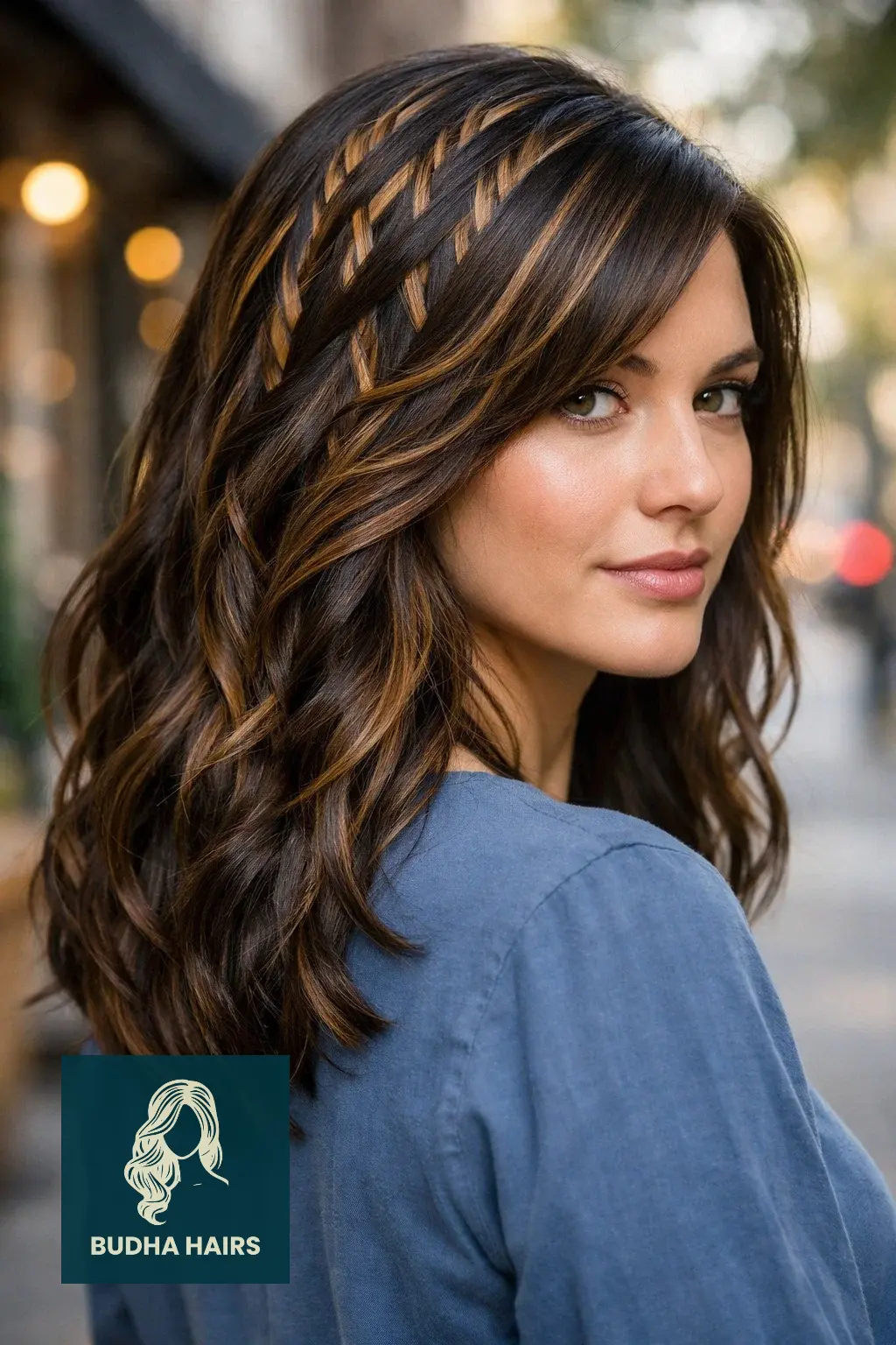 30 Warm Caramel Balayage with Honey Highlights to Try This Year 14 Espresso and Honey Herringbone Weaving