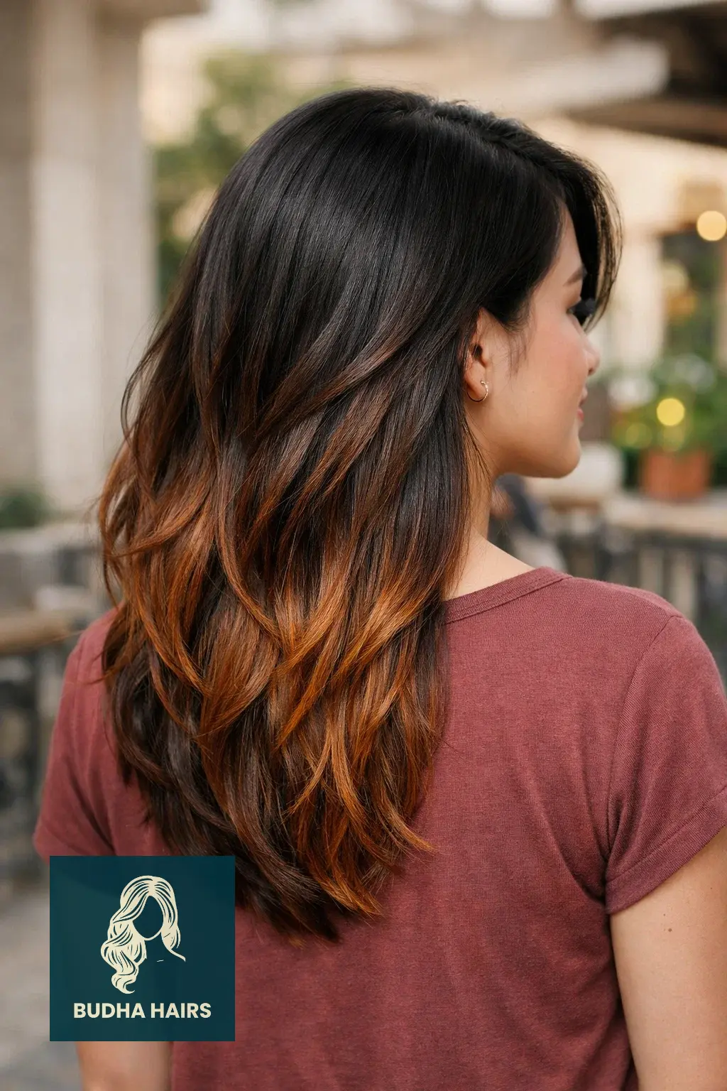 35 Best Black Hair with Brown Highlights: Top Ideas 2026 16 Espresso-to-Amber "Meltdown"