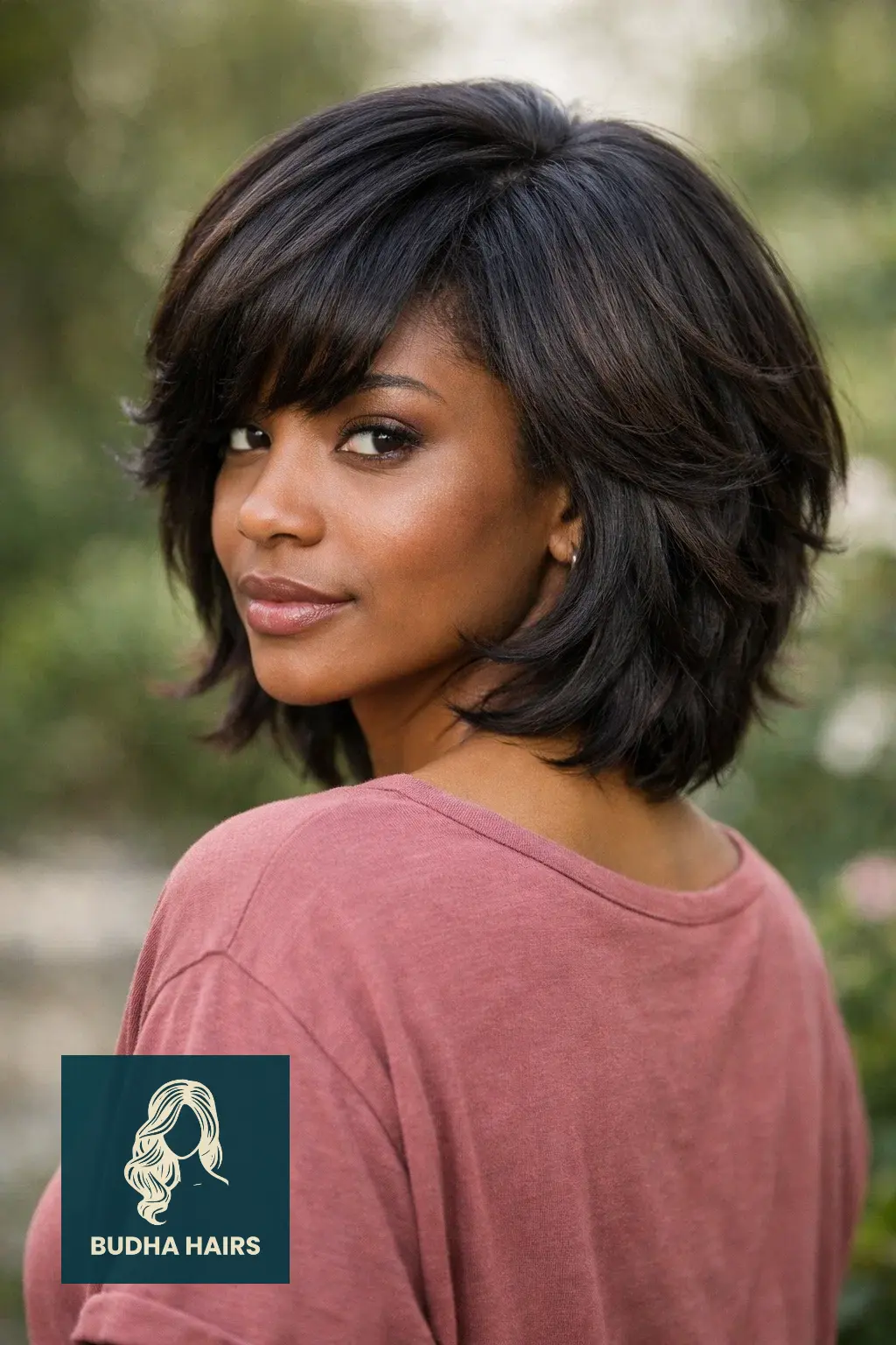 Feathered Hairstyles for Black Women: 30 Iconic & Modern Looks 3 Feathered Bob with Side-Swept Bangs