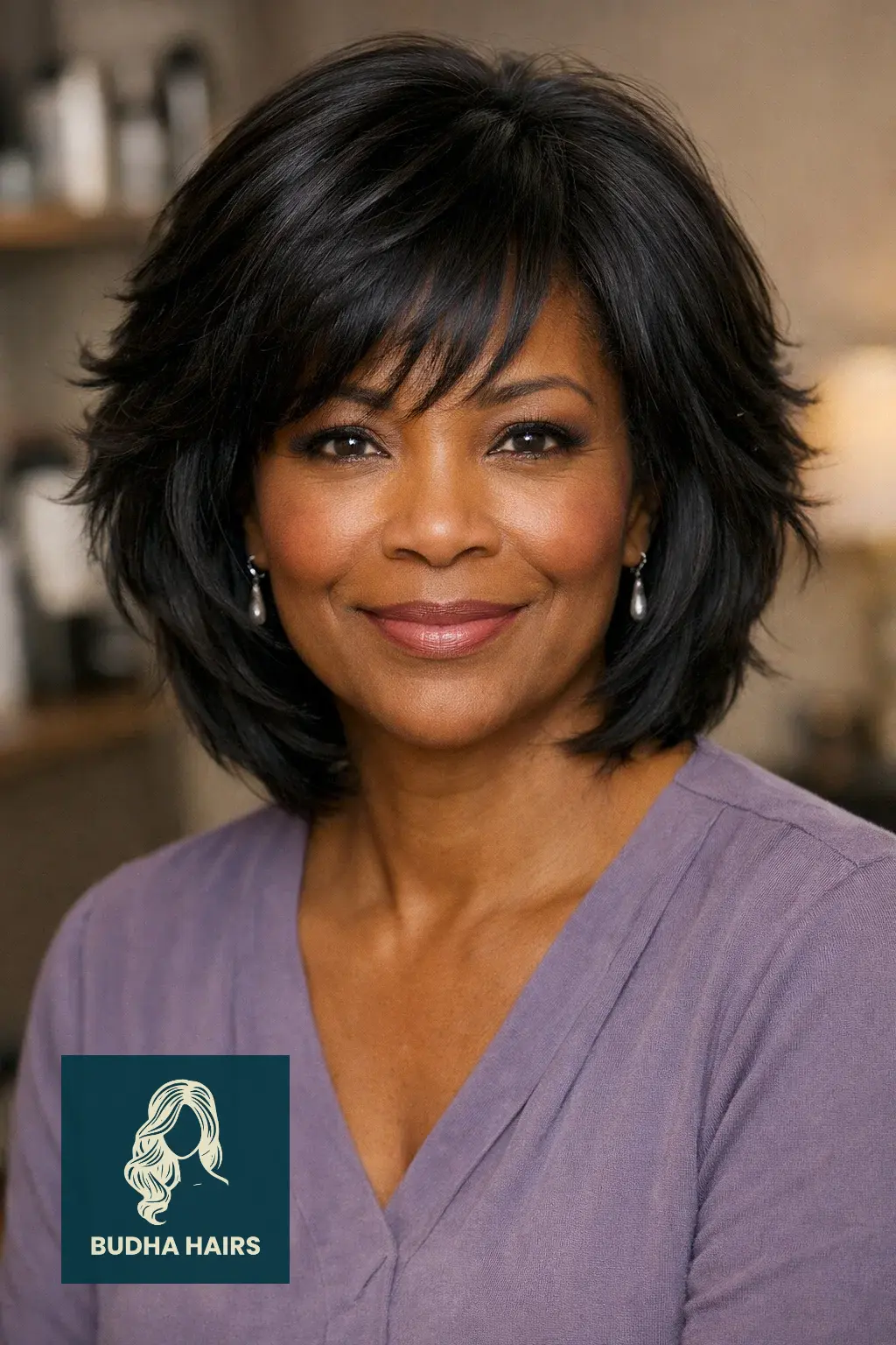 35 Beautiful Weave Hairstyles for Older Black Women That Look Timeless 9 Feathered Bob
