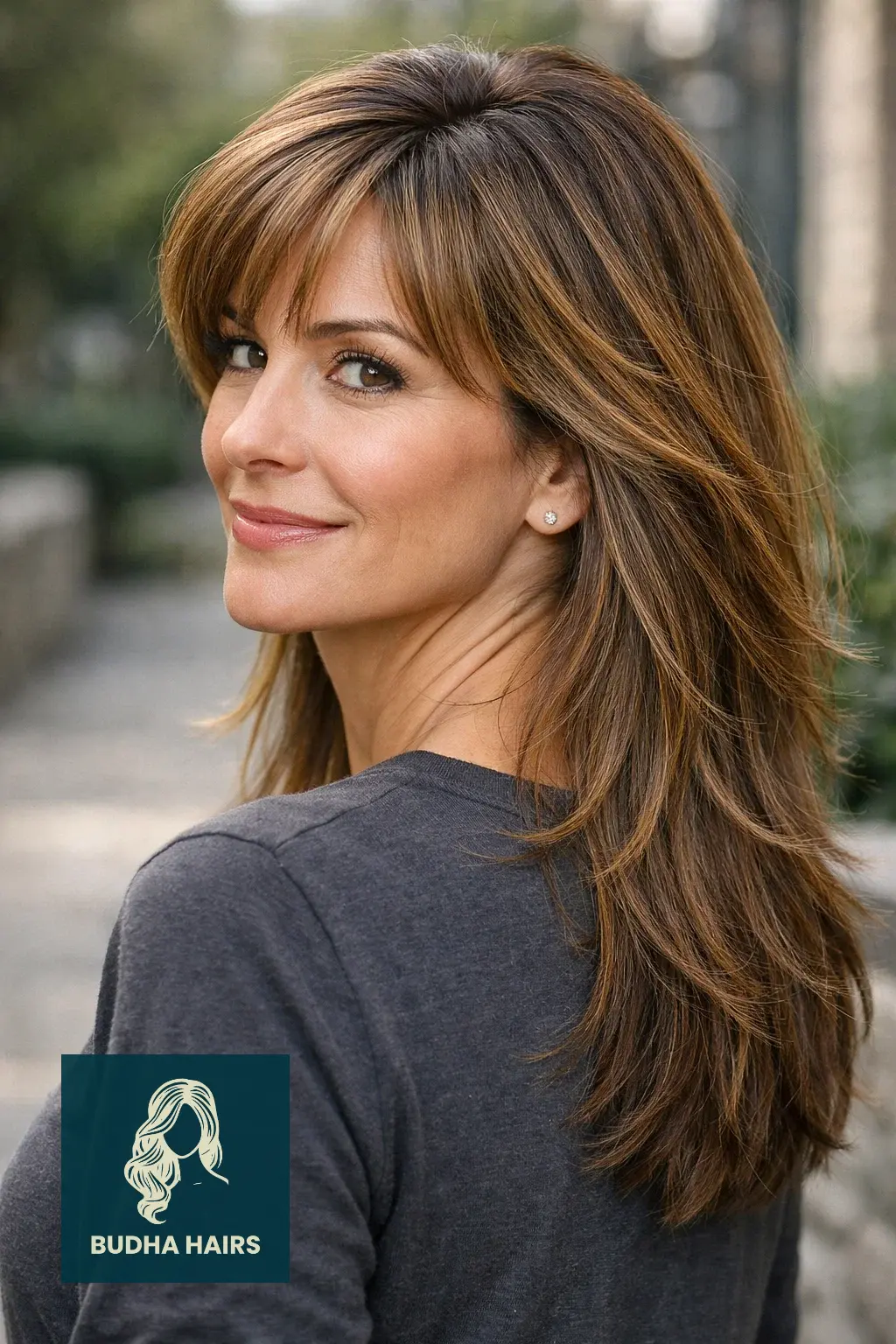 25 Bangs for Older Women with Long Hair That Look Youthful 8 Feathered Flip Bangs
