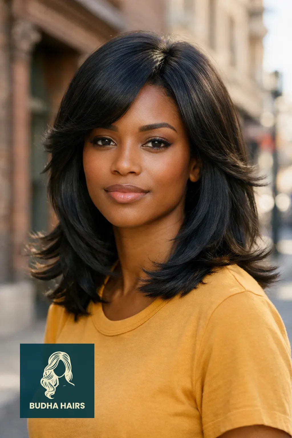 30 Straight Hairstyles for Black Women That Look Sleek 18 Feathered Straight Hair with a 70s Flare